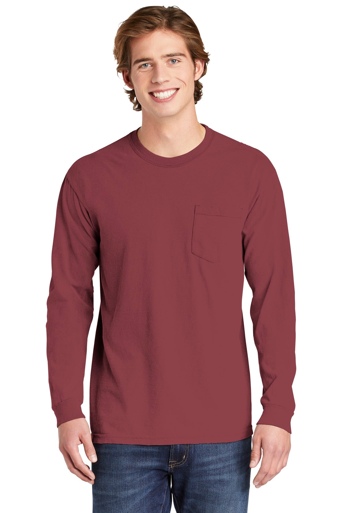 6.1-ounce 100% ring spun cotton Soft-washed garment-dyed fab - Brick