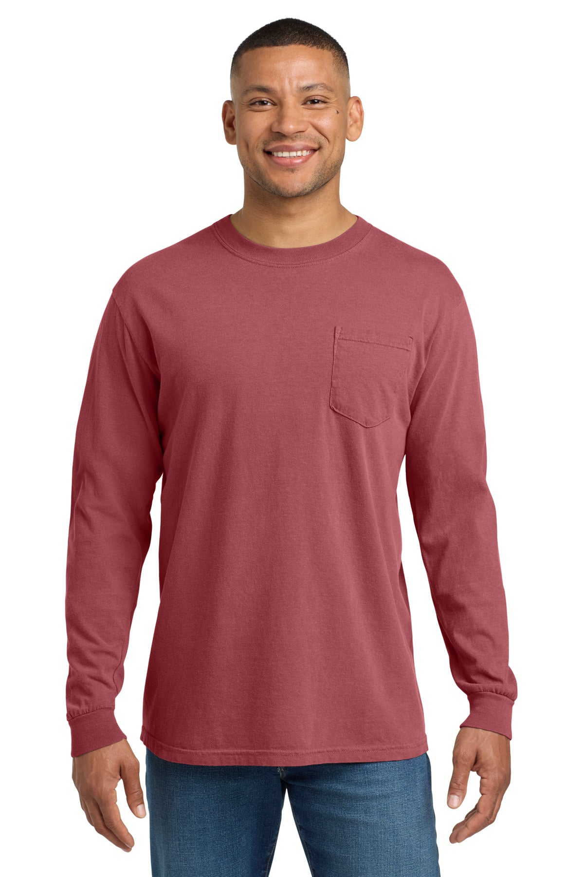 6.1-ounce 100% ring spun cotton Soft-washed garment-dyed fab - Crimson