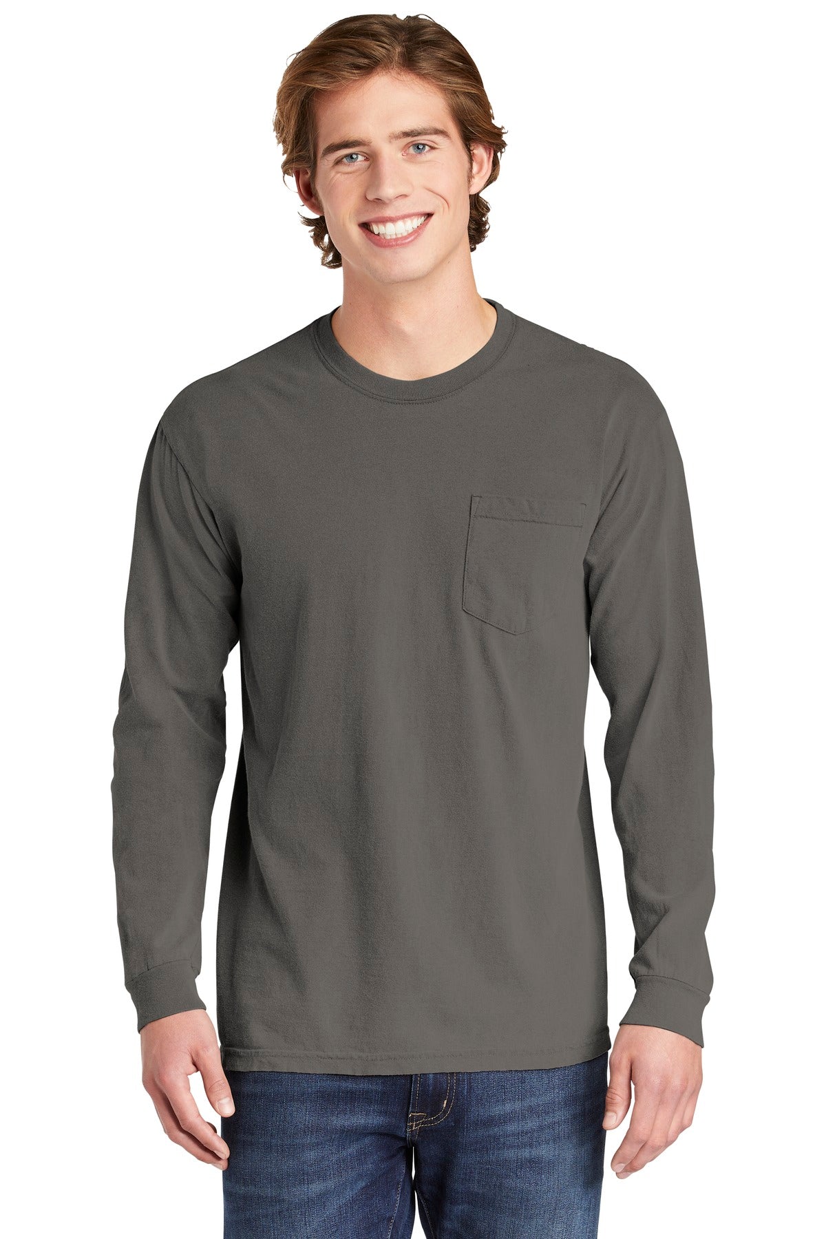 6.1-ounce 100% ring spun cotton Soft-washed garment-dyed fab - Grey