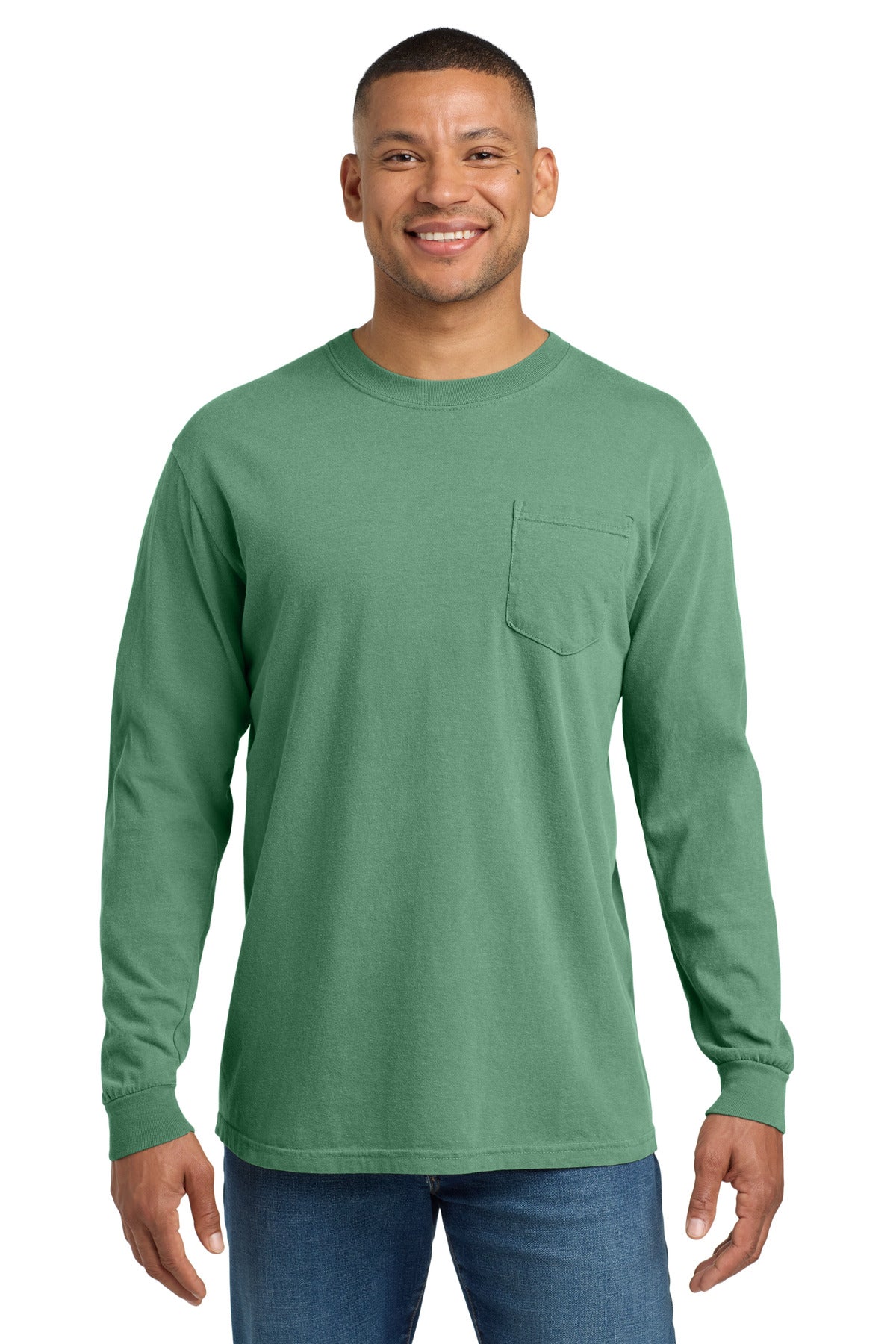 6.1-ounce 100% ring spun cotton Soft-washed garment-dyed fab - Light Green