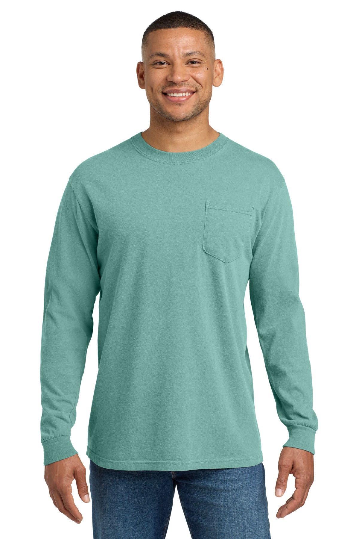 6.1-ounce 100% ring spun cotton Soft-washed garment-dyed fab - Seafoam