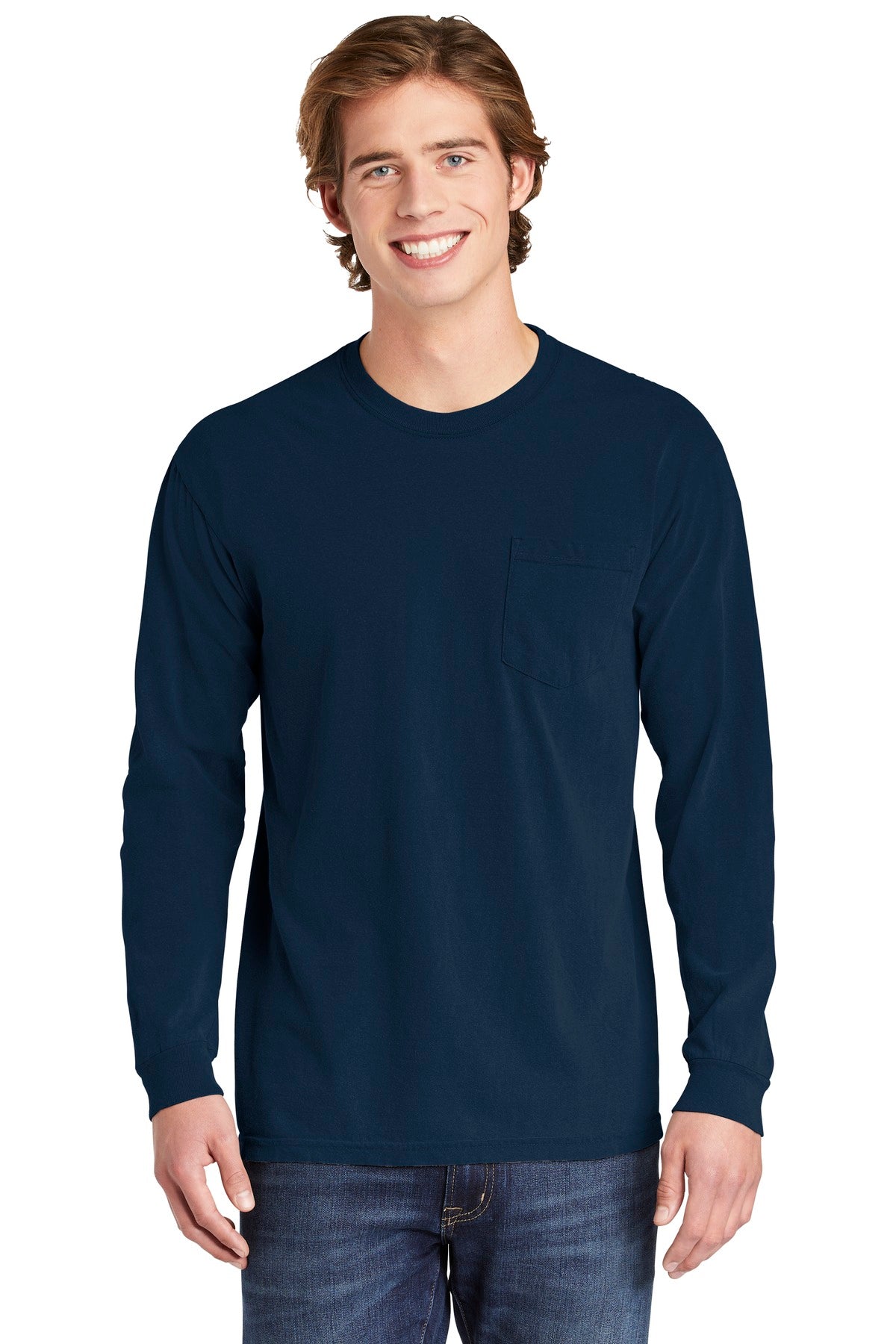 6.1-ounce 100% ring spun cotton Soft-washed garment-dyed fab - True Navy