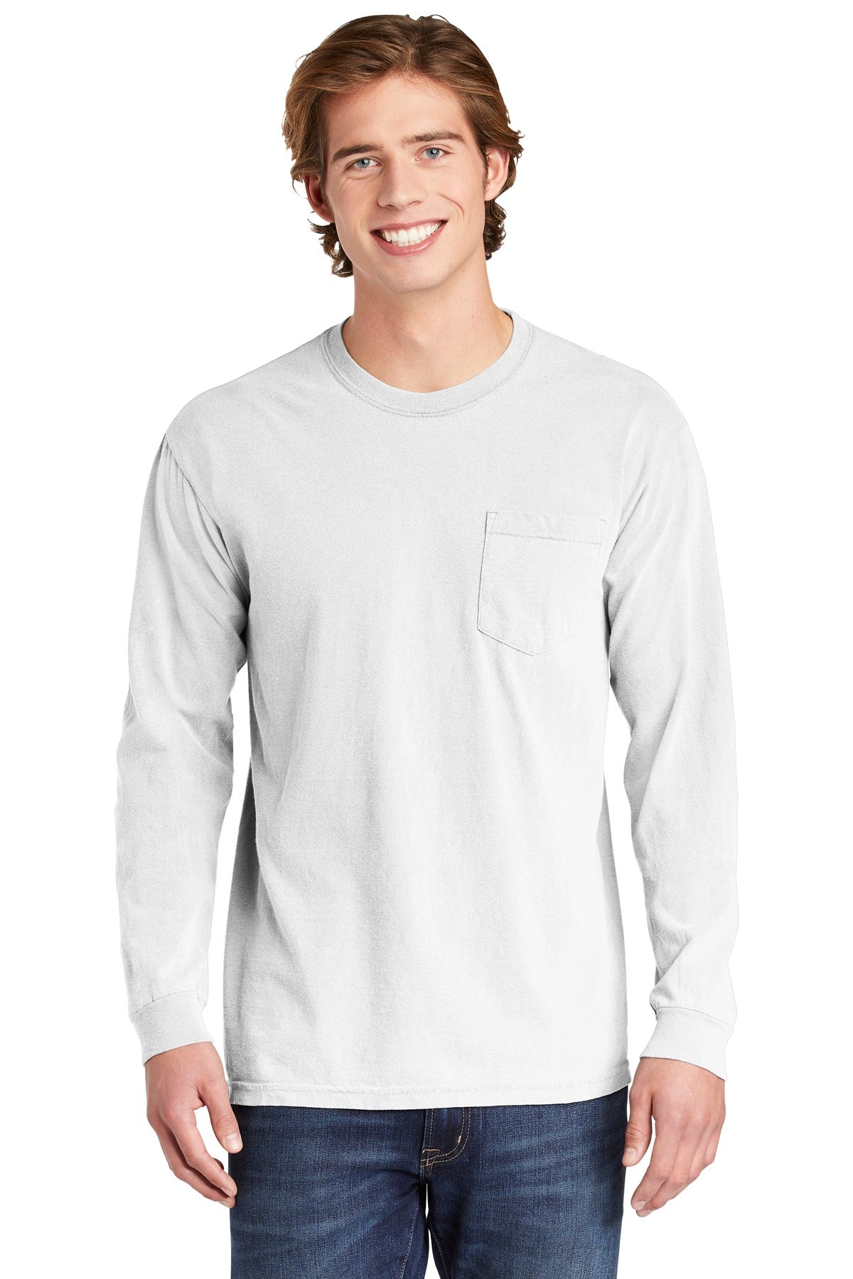 6.1-ounce 100% ring spun cotton Soft-washed garment-dyed fab - White