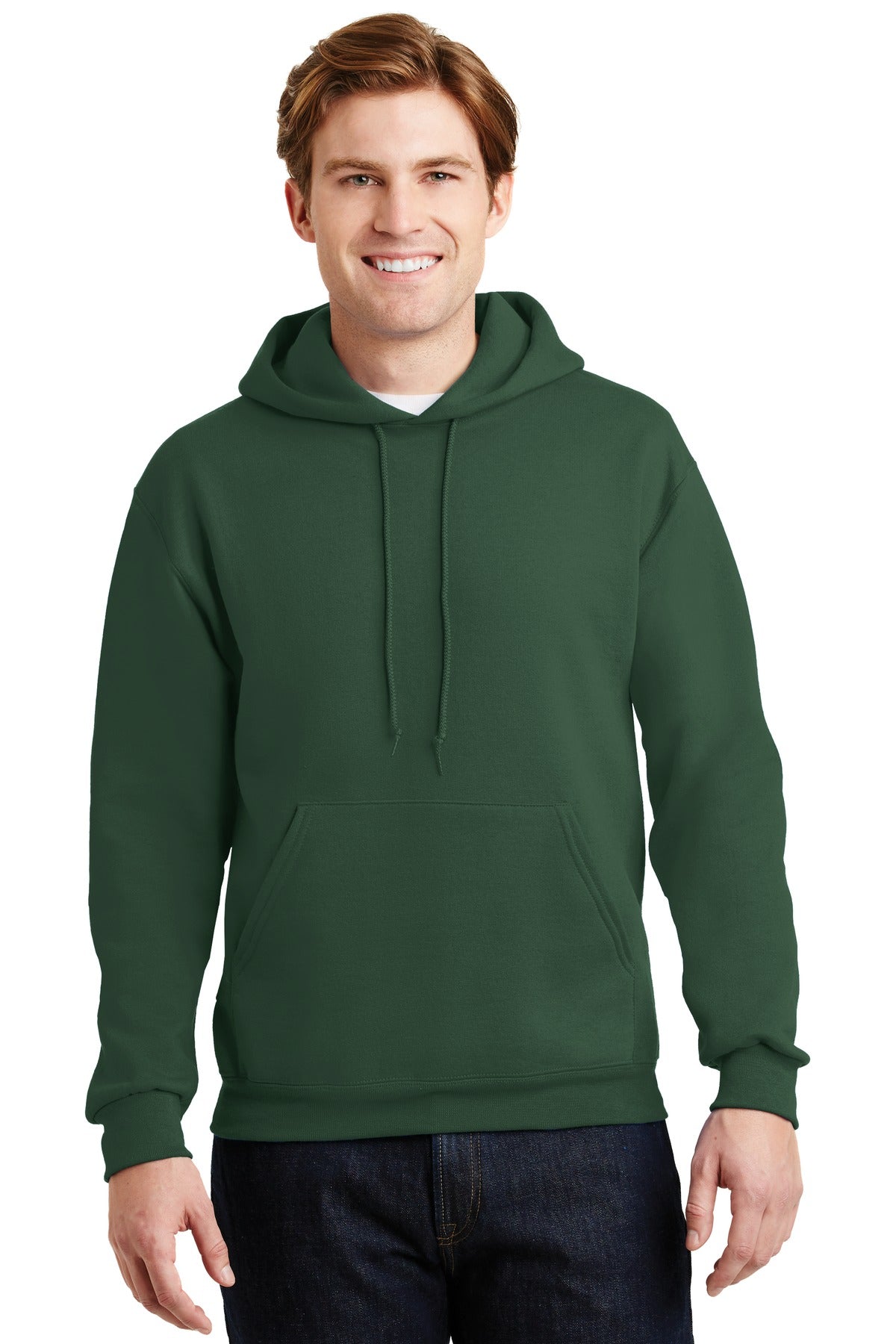 9.5-ounce 50/50 cotton/poly NuBlend pill-resistant fleeceHig - Forest Green
