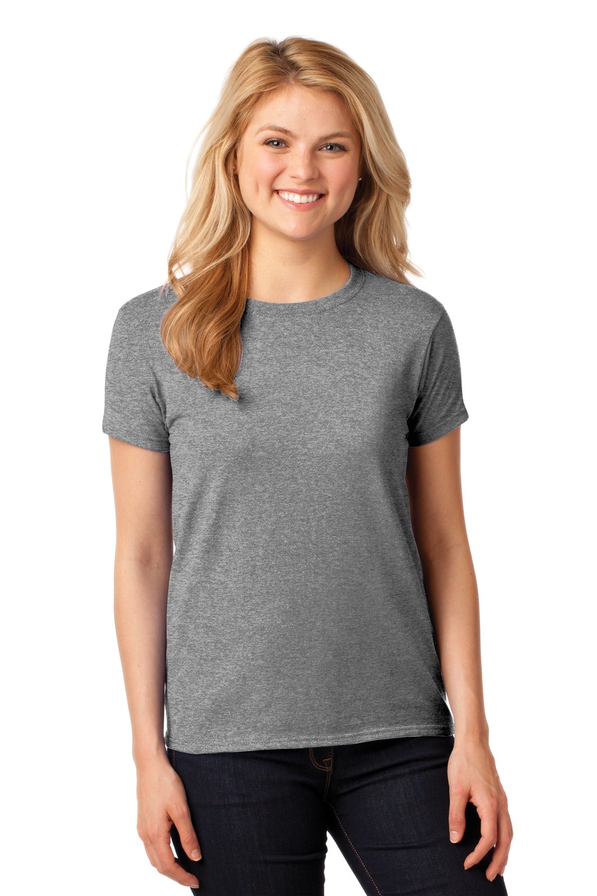 5.3-ounce 100% cotton Non-topstitched classic width rib coll - Graphite Heather
