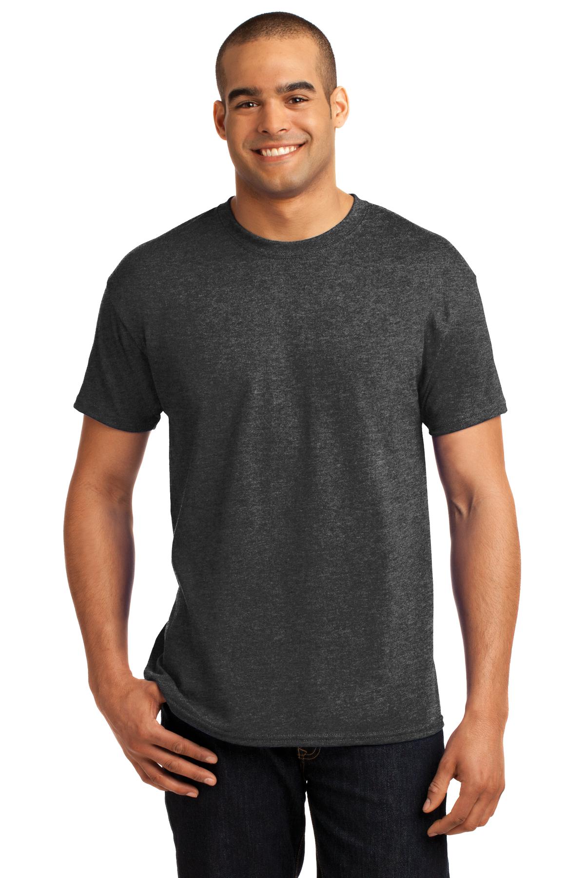5.2-ounce 50/50 cotton/polyMade with 100% US-grown cottonPol - Charcoal Heather