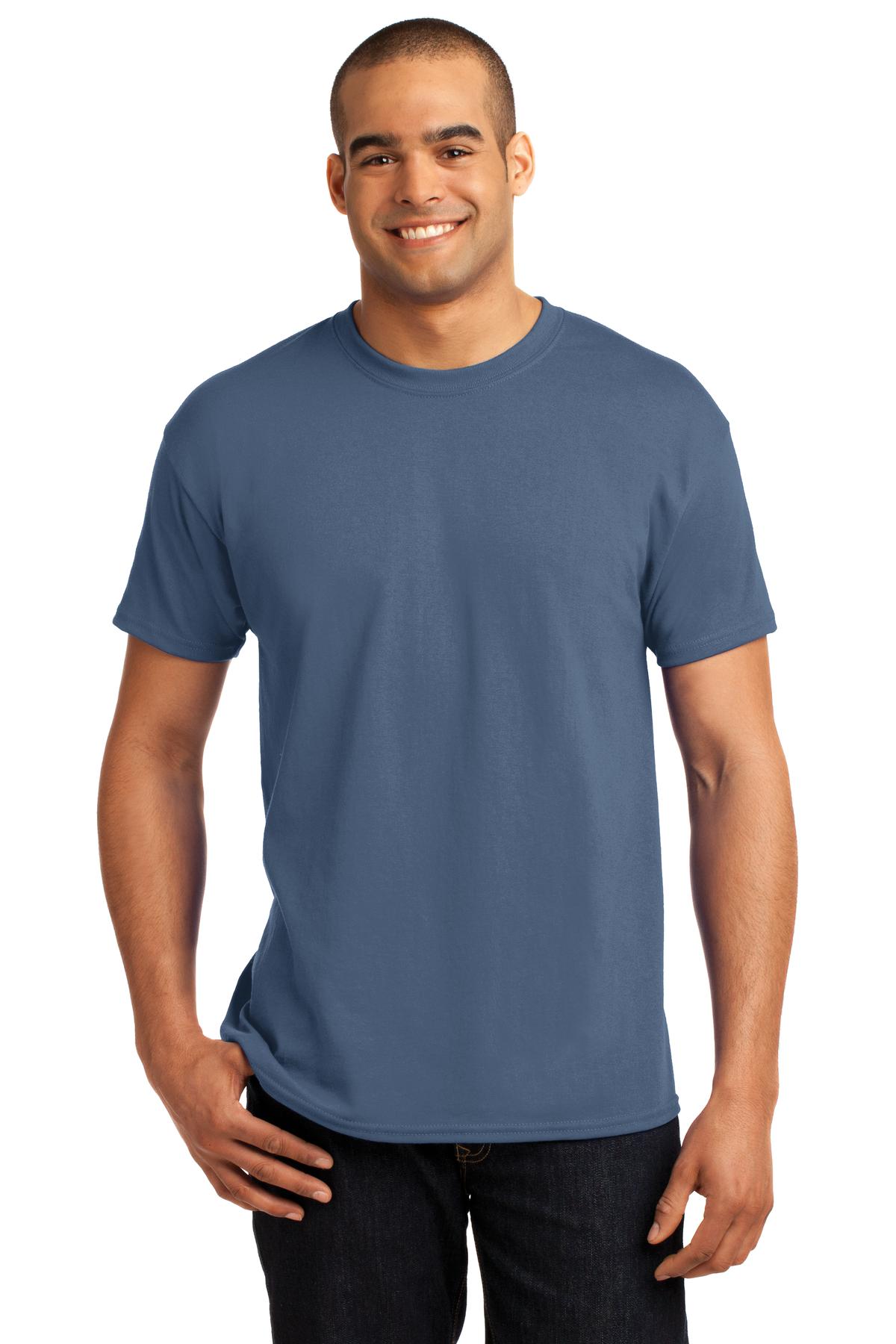 5.2-ounce 50/50 cotton/polyMade with 100% US-grown cottonPol - Denim Blue