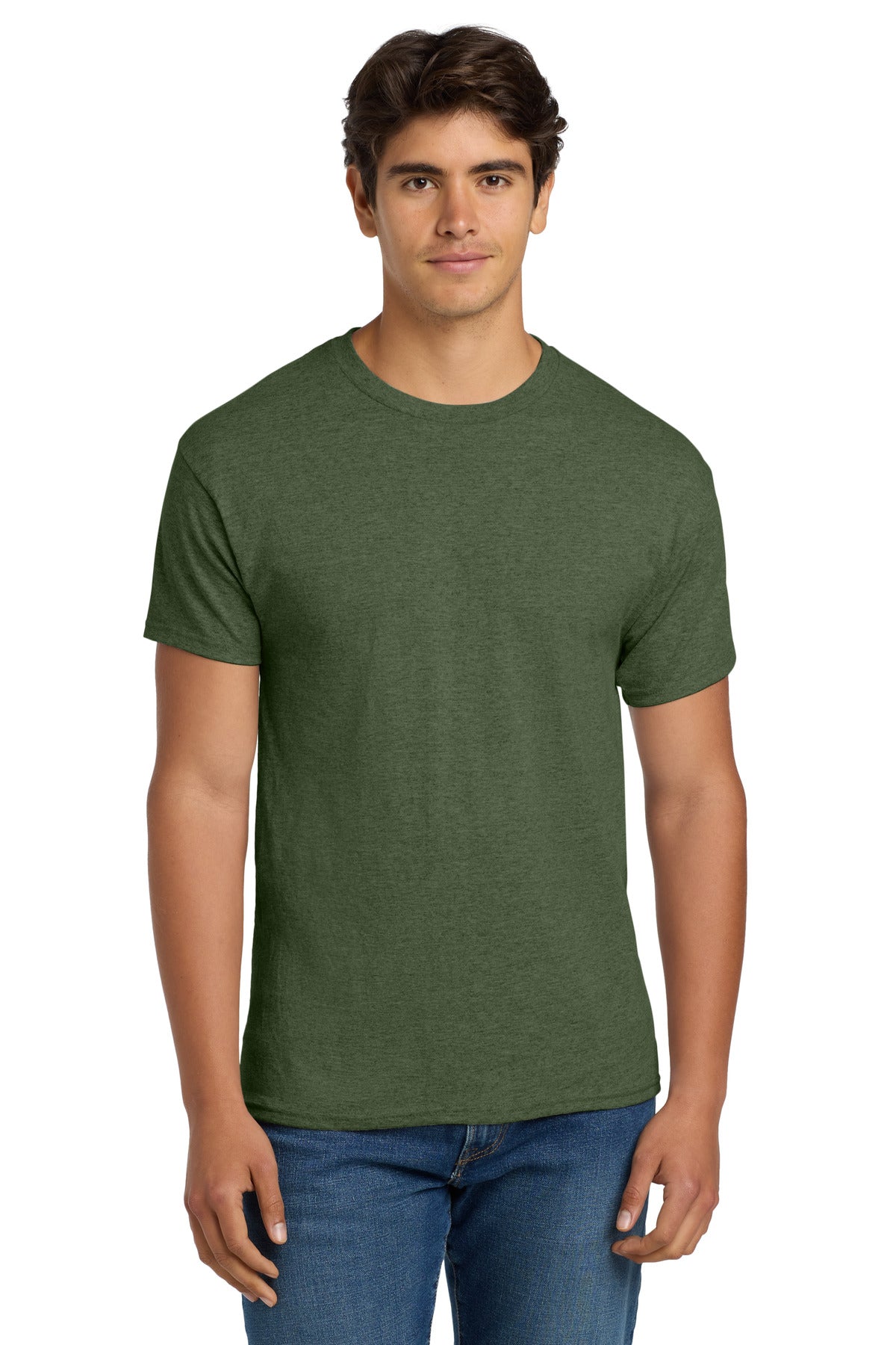 5.2-ounce 50/50 cotton/polyMade with 100% US-grown cottonPol - Heather Green