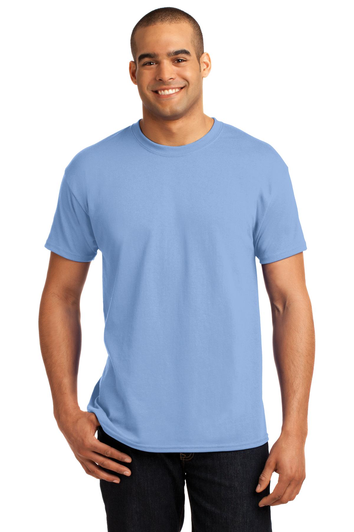 5.2-ounce 50/50 cotton/polyMade with 100% US-grown cottonPol - Light Blue