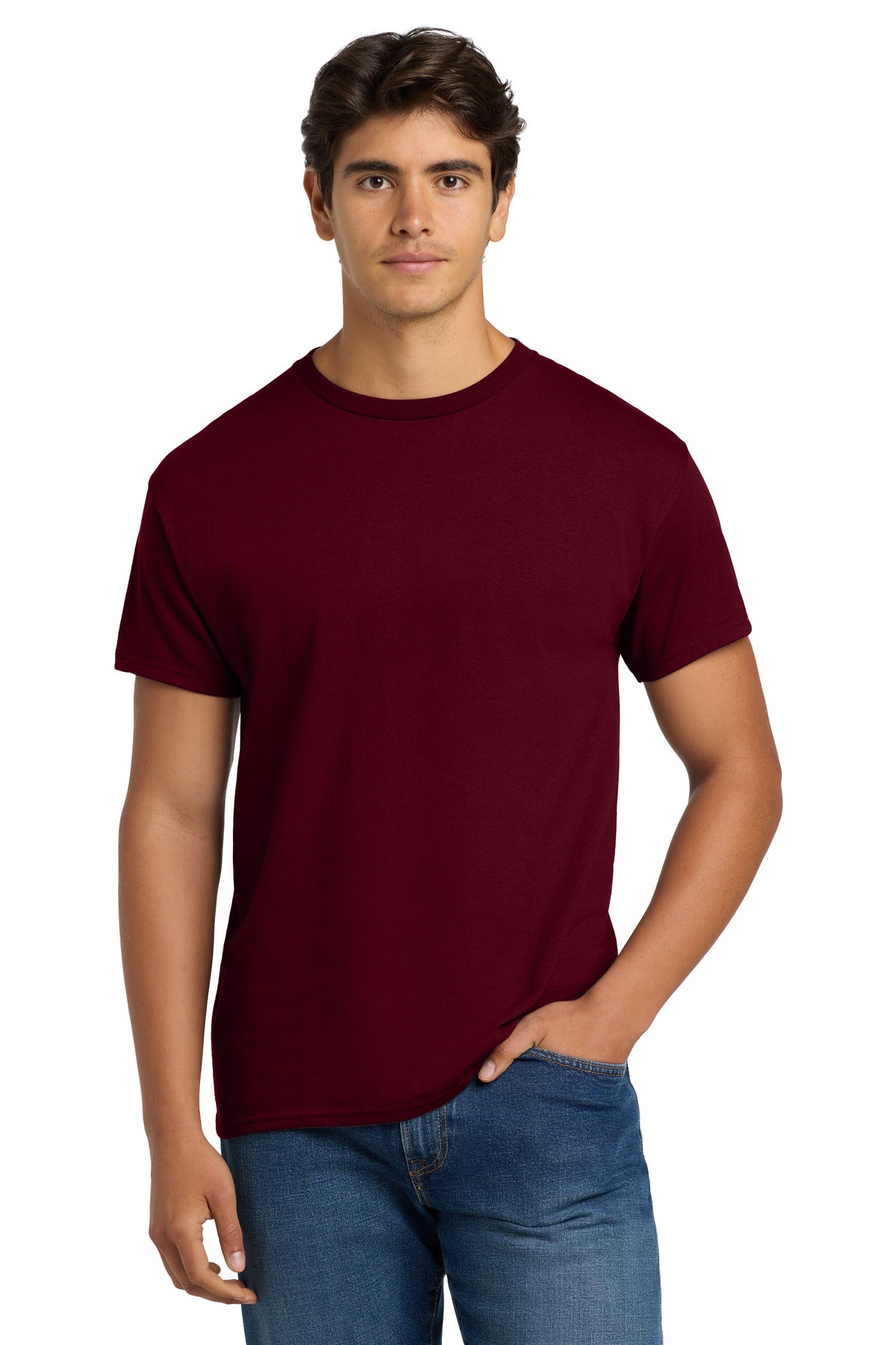 5.2-ounce 50/50 cotton/polyMade with 100% US-grown cottonPol - Maroon