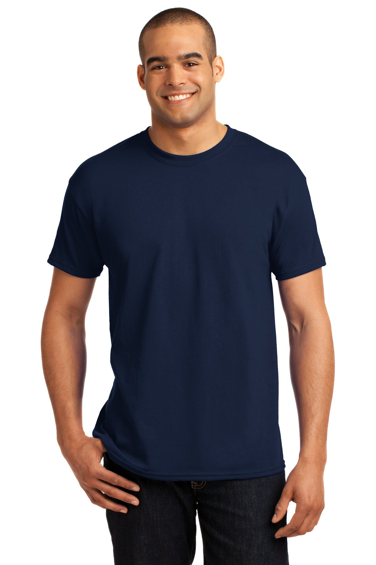 5.2-ounce 50/50 cotton/polyMade with 100% US-grown cottonPol - Navy