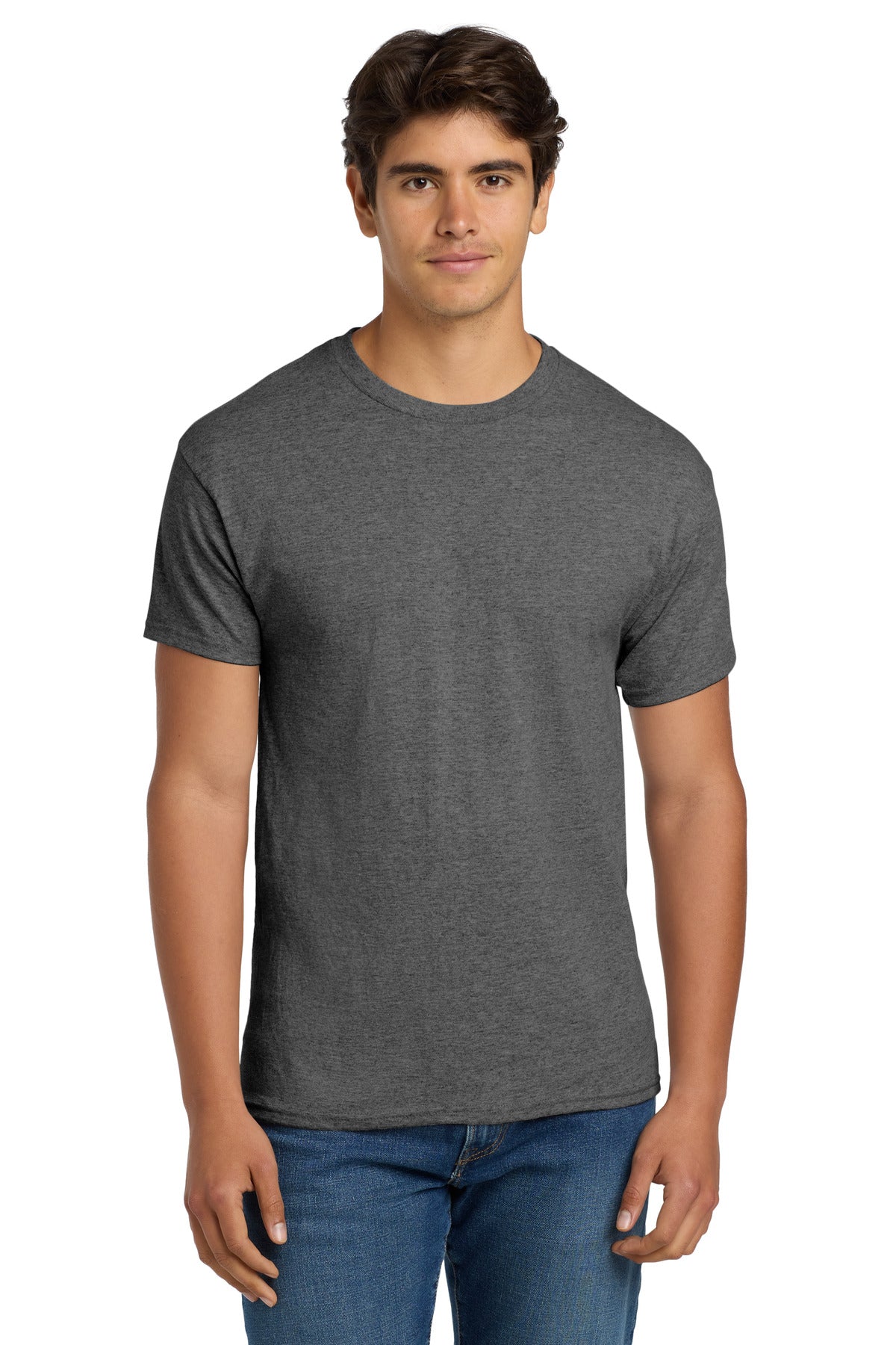 5.2-ounce 50/50 cotton/polyMade with 100% US-grown cottonPol - Oxford Gray