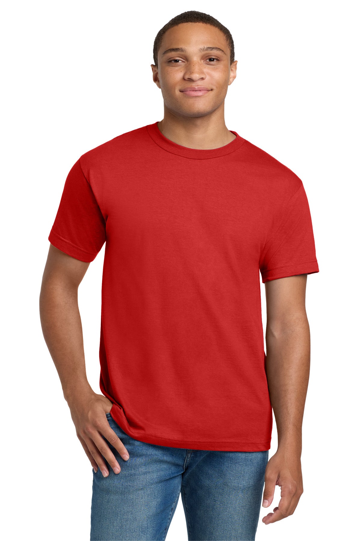 6.1-ounce 100% US-grown ring spun cotton 99/1 cotton/poly (A - Athletic Red