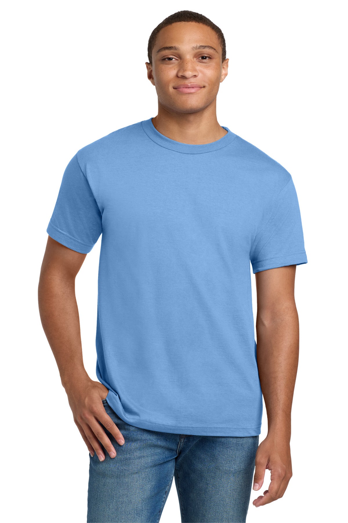 6.1-ounce 100% US-grown ring spun cotton 99/1 cotton/poly (A - Carolina Blue