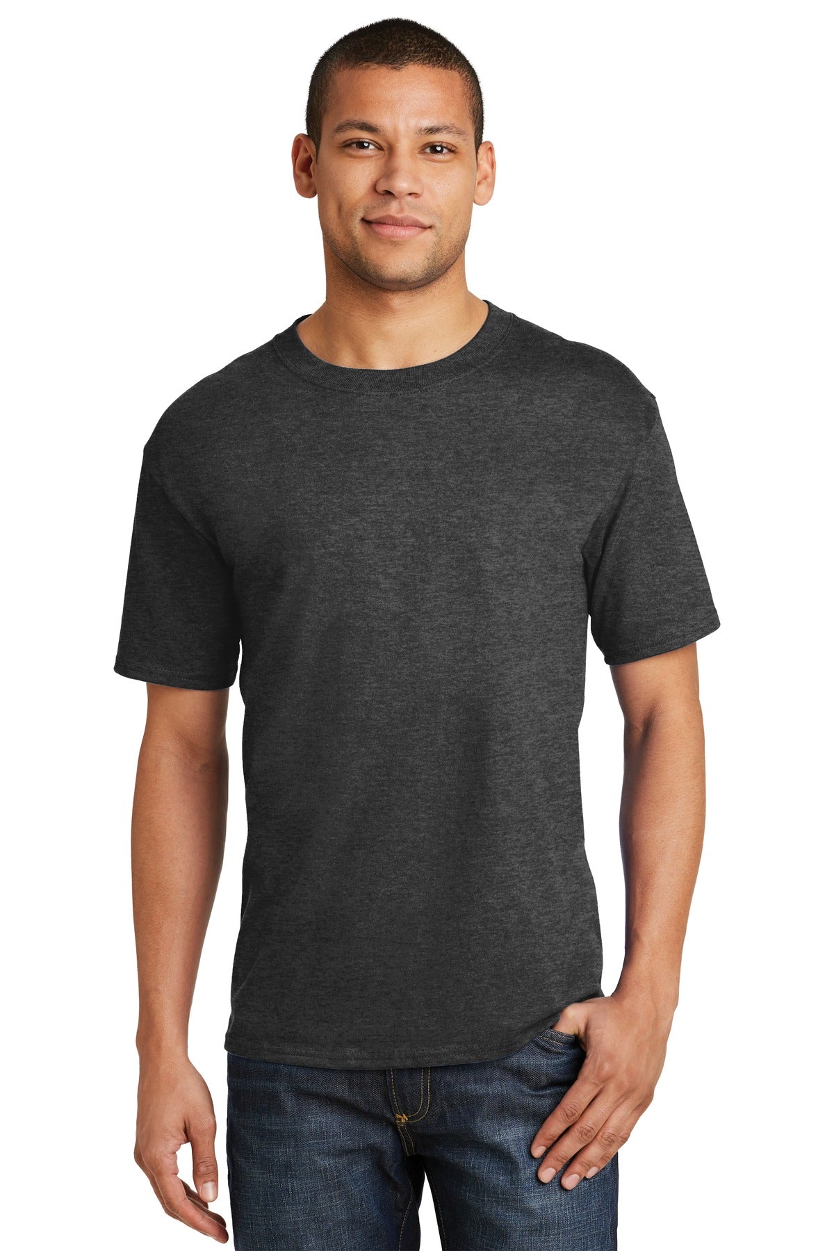 6.1-ounce 100% US-grown ring spun cotton 99/1 cotton/poly (A - Charcoal Heather