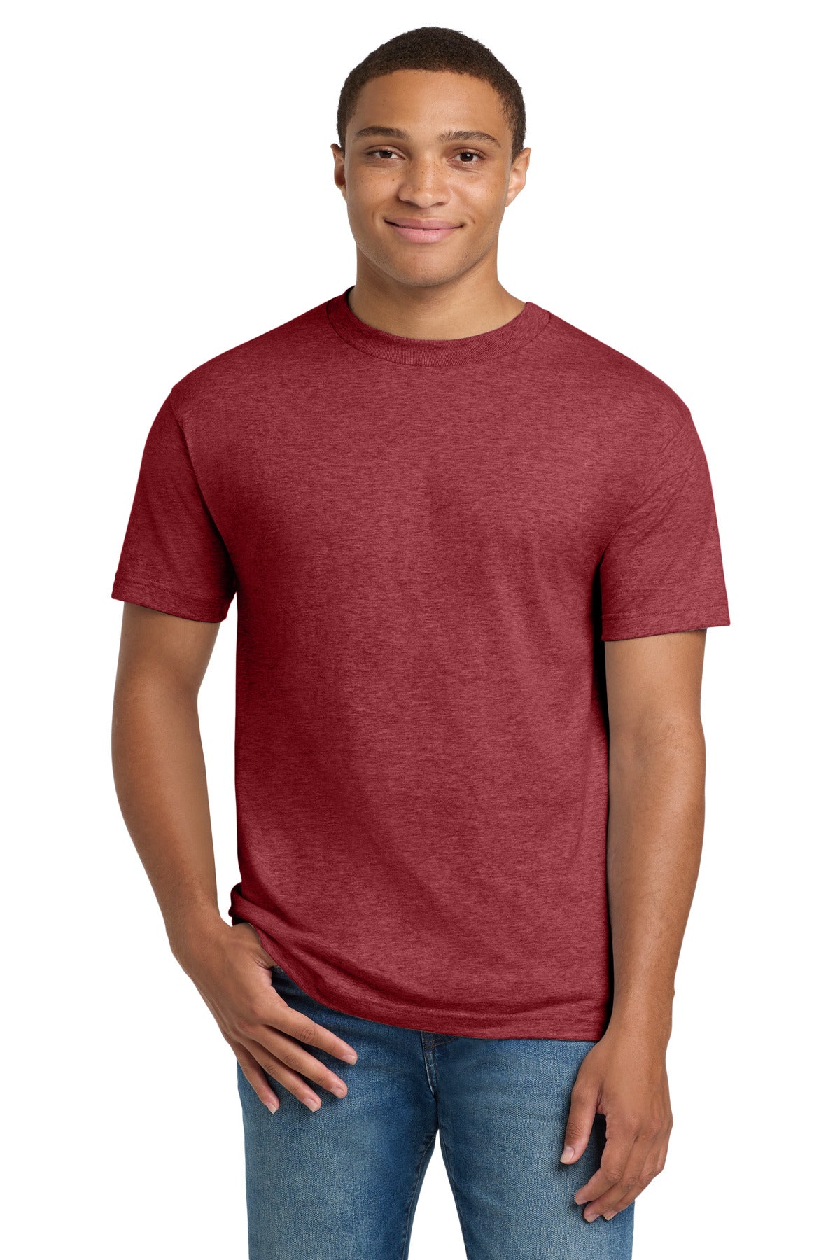 6.1-ounce 100% US-grown ring spun cotton 99/1 cotton/poly (A - Heather Red