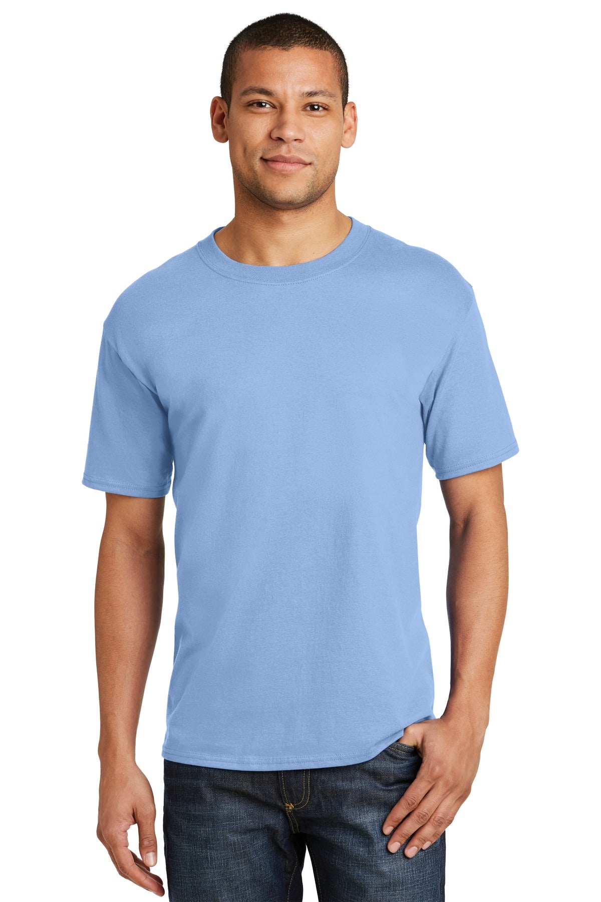 6.1-ounce 100% US-grown ring spun cotton 99/1 cotton/poly (A - Light Blue
