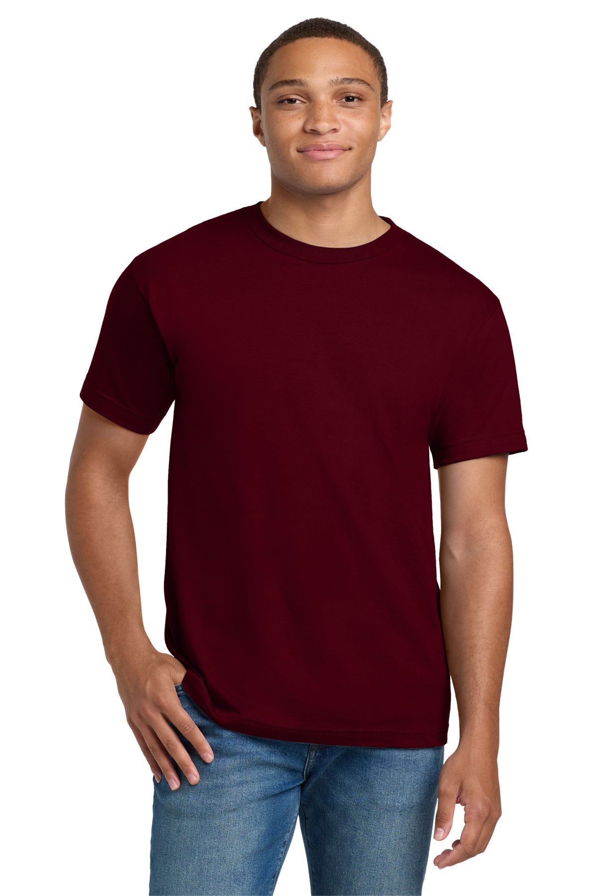6.1-ounce 100% US-grown ring spun cotton 99/1 cotton/poly (A - Maroon