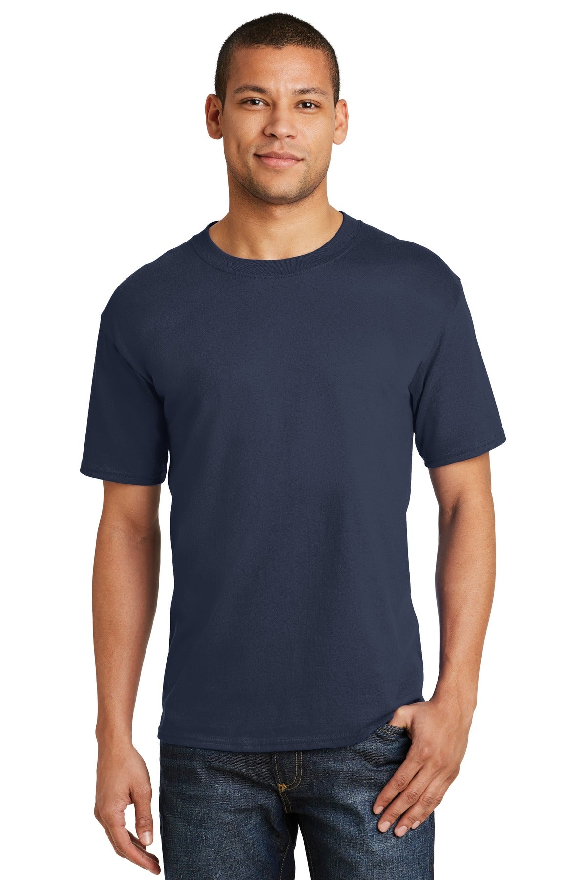 6.1-ounce 100% US-grown ring spun cotton 99/1 cotton/poly (A - Navy