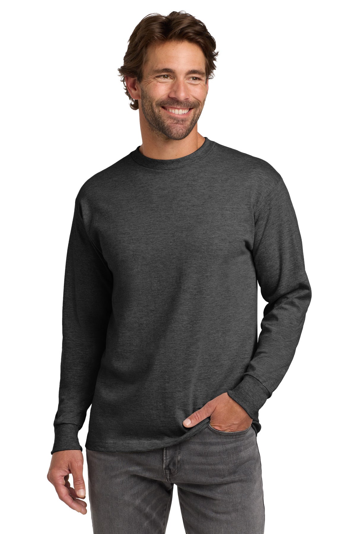 6.1-ounce 100% ring spun cotton99/1 cotton/poly (Ash)90/10 c - Charcoal Heather
