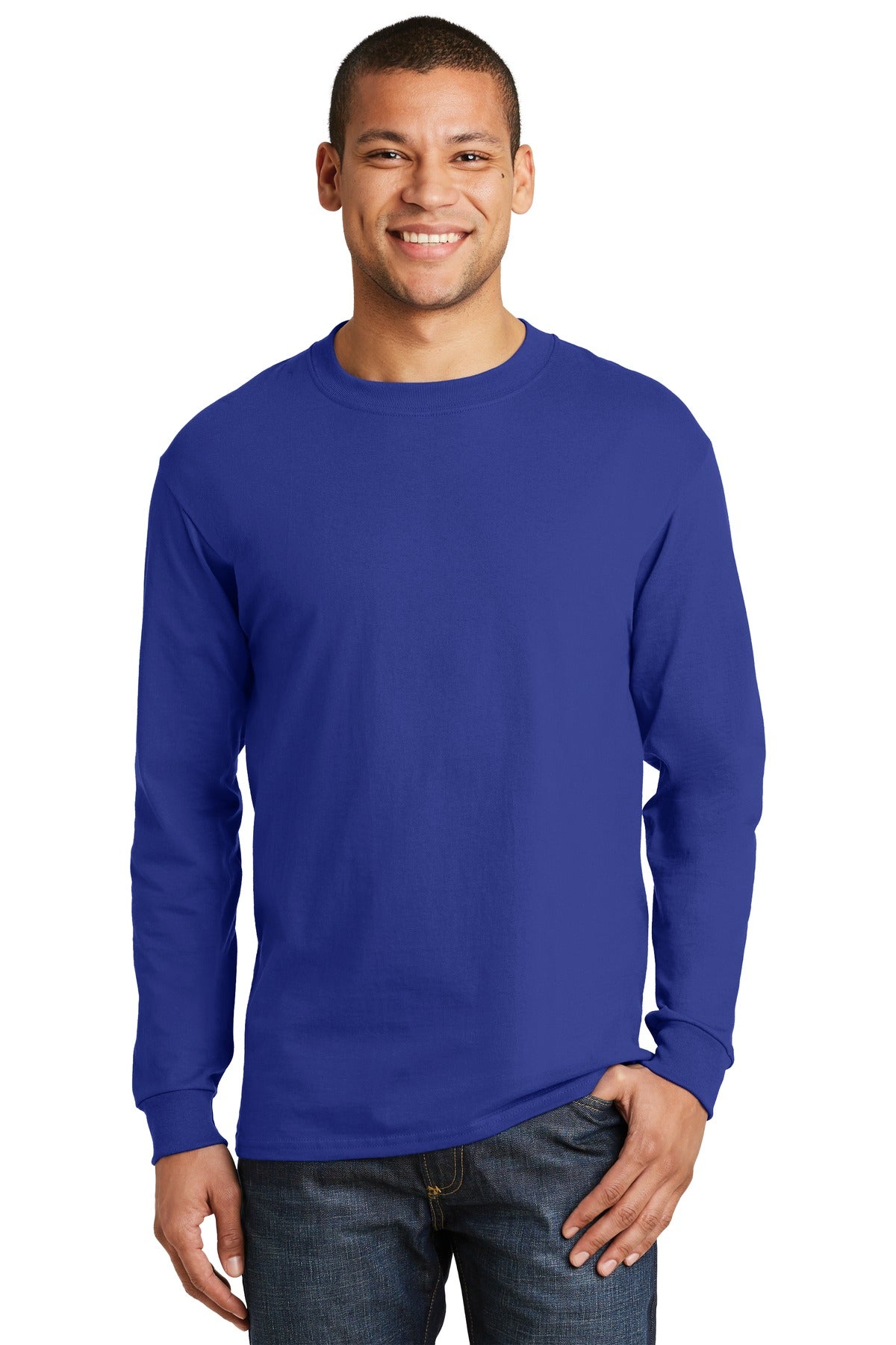 6.1-ounce 100% ring spun cotton99/1 cotton/poly (Ash)90/10 c - Deep Royal