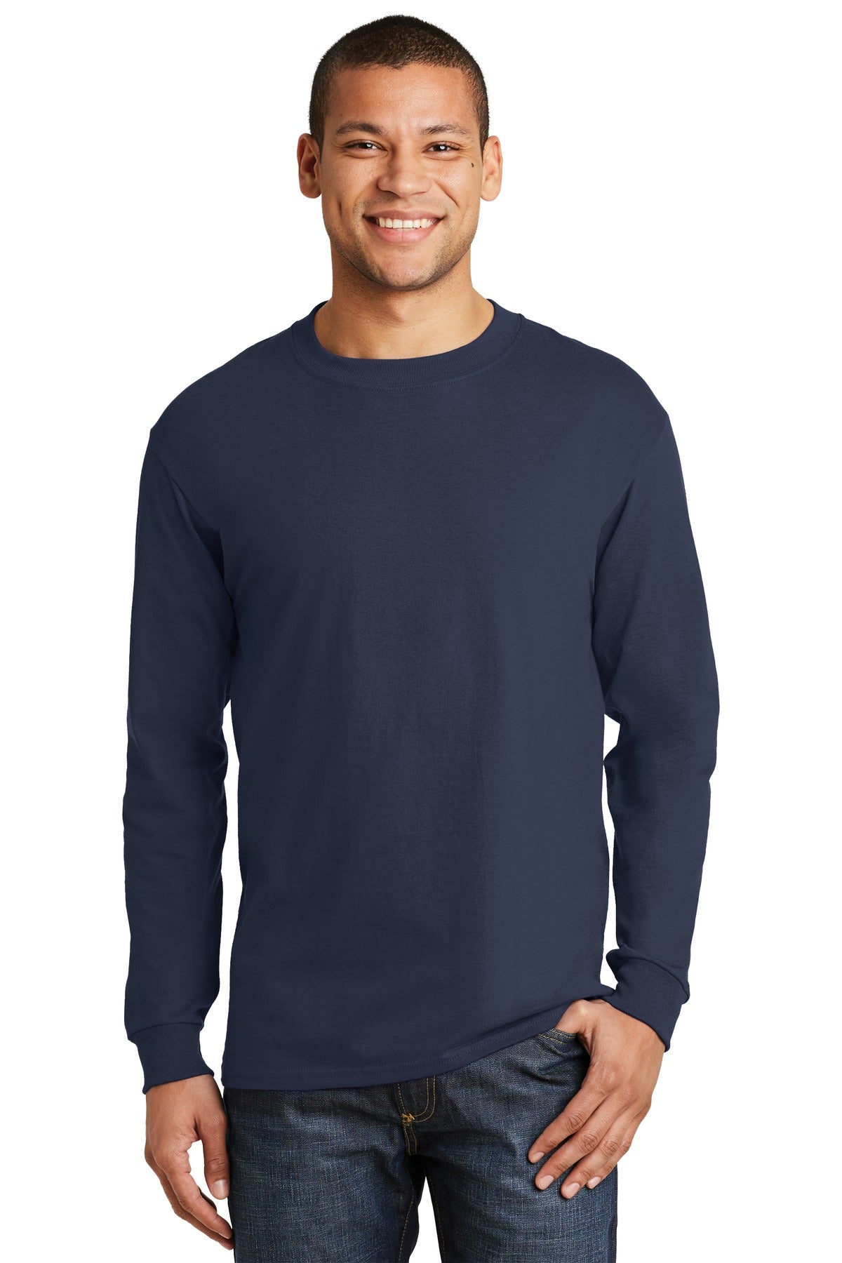 6.1-ounce 100% ring spun cotton99/1 cotton/poly (Ash)90/10 c - Navy