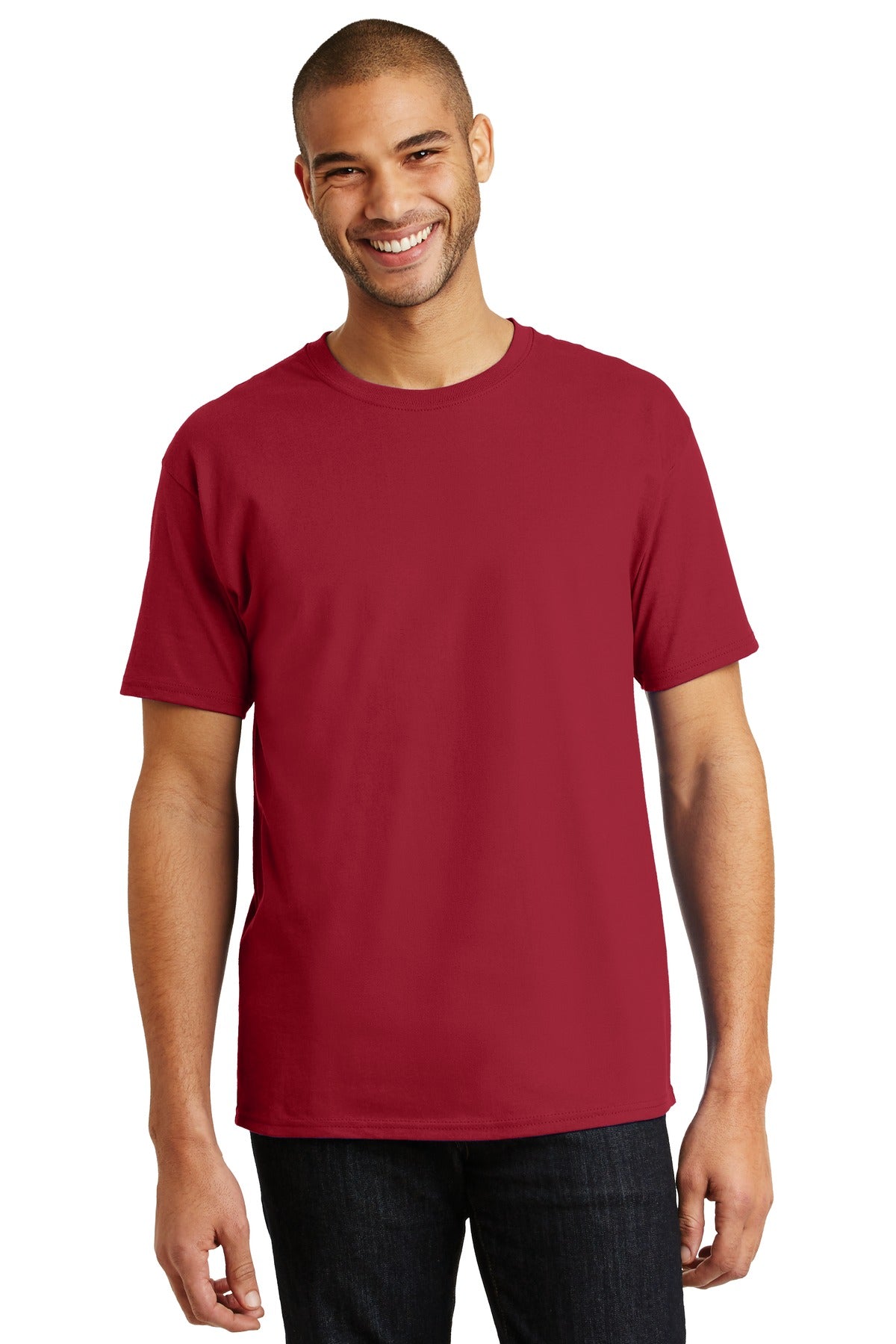 6-ounce 100% cotton 99/1 cotton/poly (Ash)60/40 cotton/poly  - Deep Red