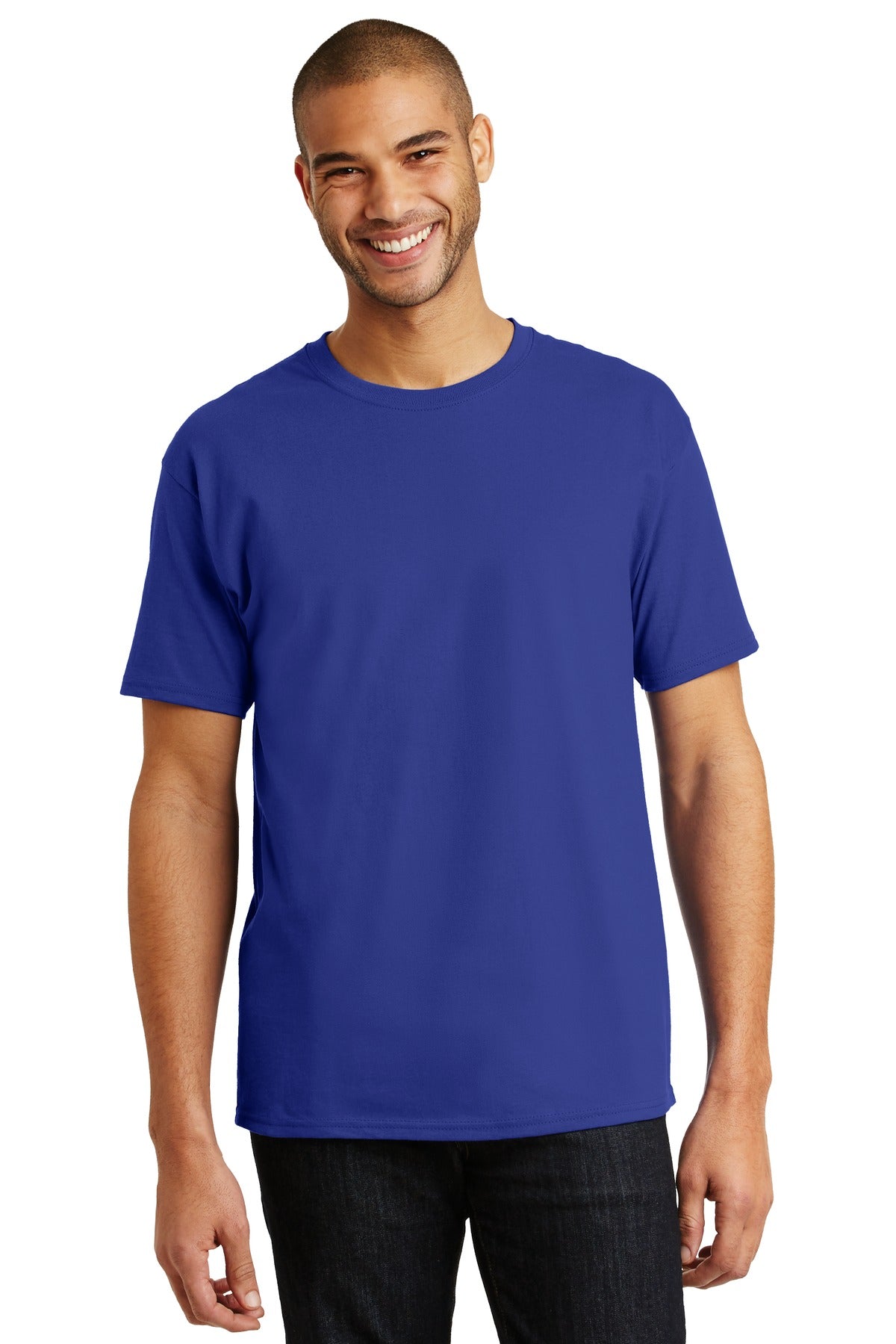 6-ounce 100% cotton 99/1 cotton/poly (Ash)60/40 cotton/poly  - Deep Royal