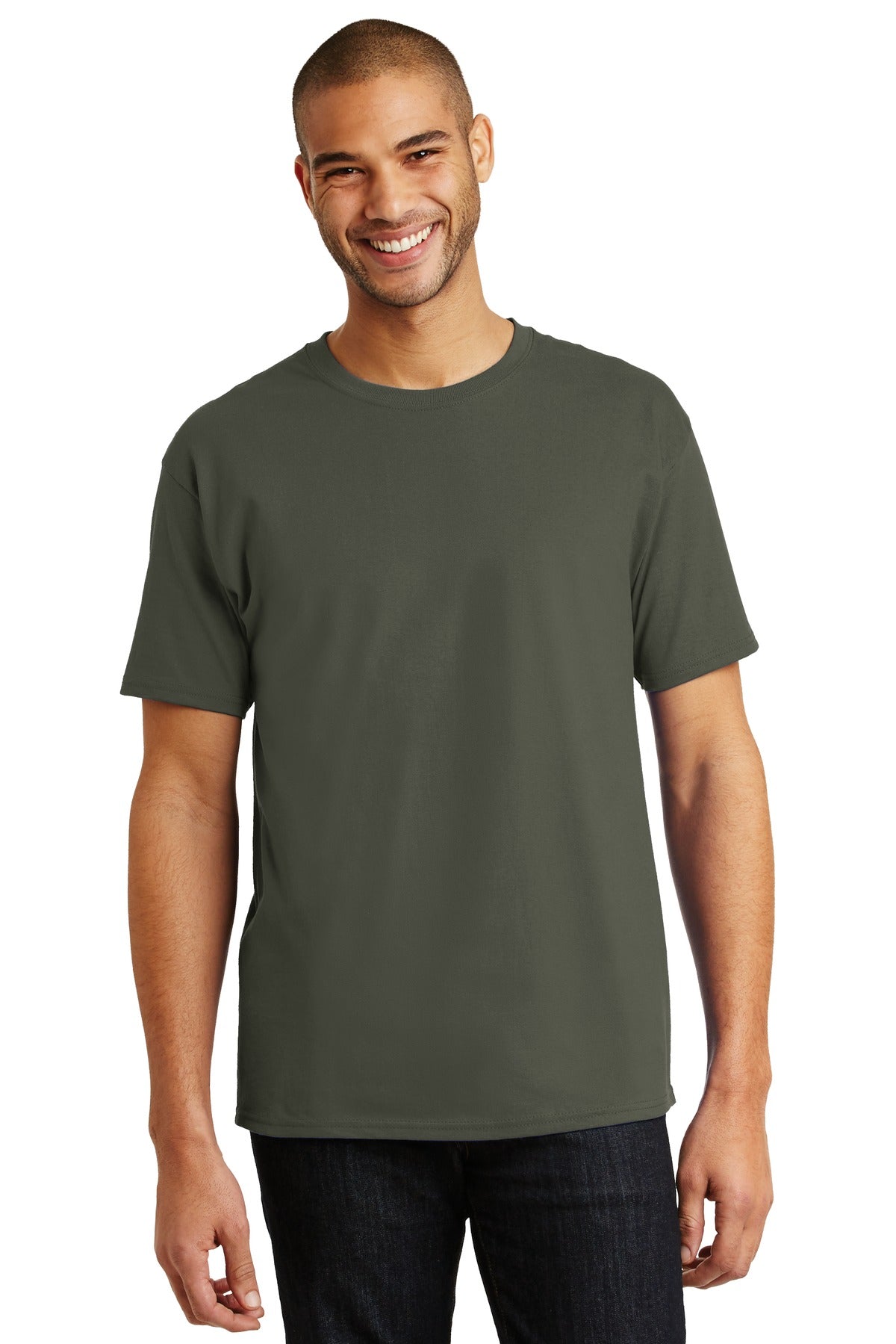 6-ounce 100% cotton 99/1 cotton/poly (Ash)60/40 cotton/poly  - Fatigue Green