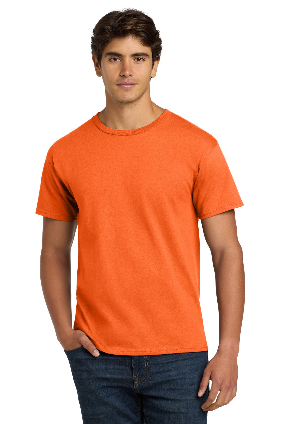 6-ounce 100% cotton 99/1 cotton/poly (Ash)60/40 cotton/poly  - Safety Orange