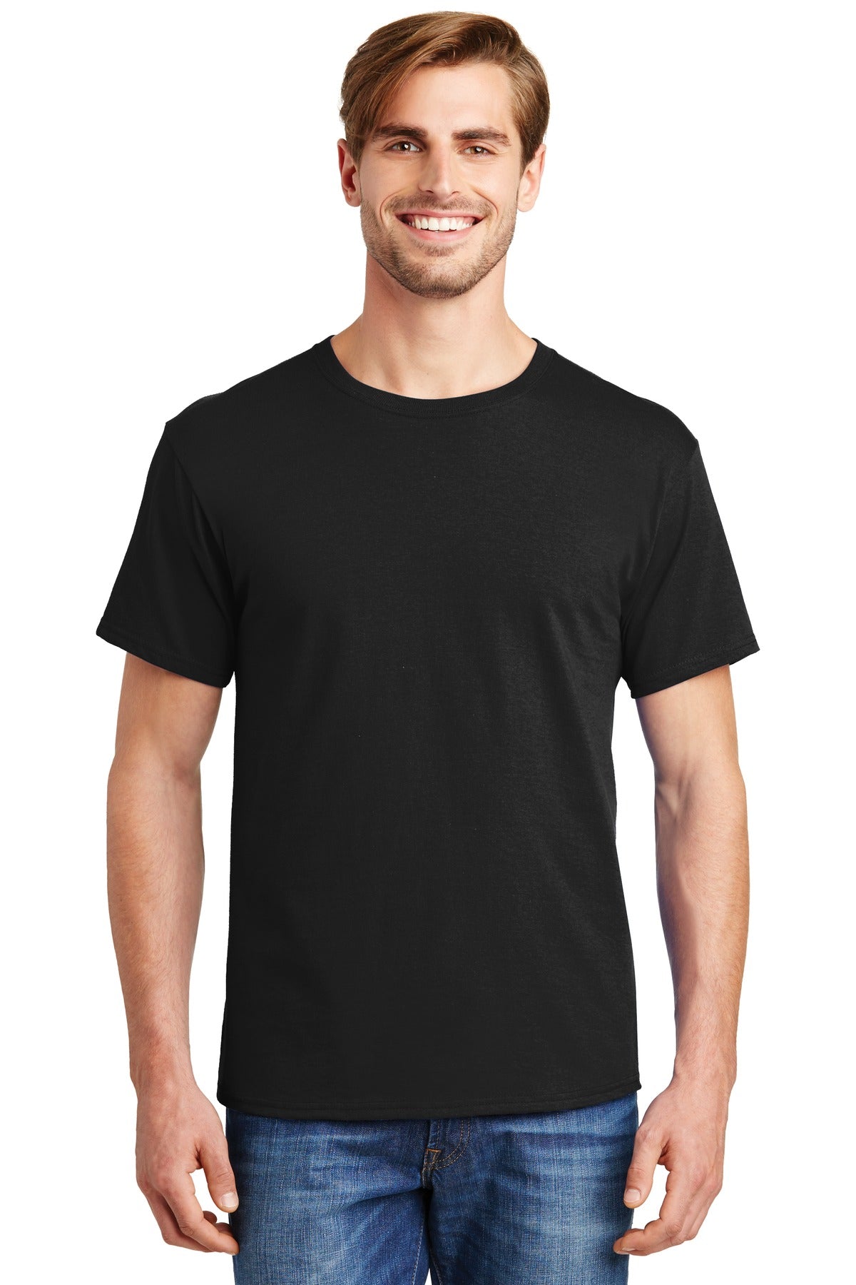 5.2-ounce 100% US-grown cotton99/1 cotton/poly (Ash)90/10 co - Black