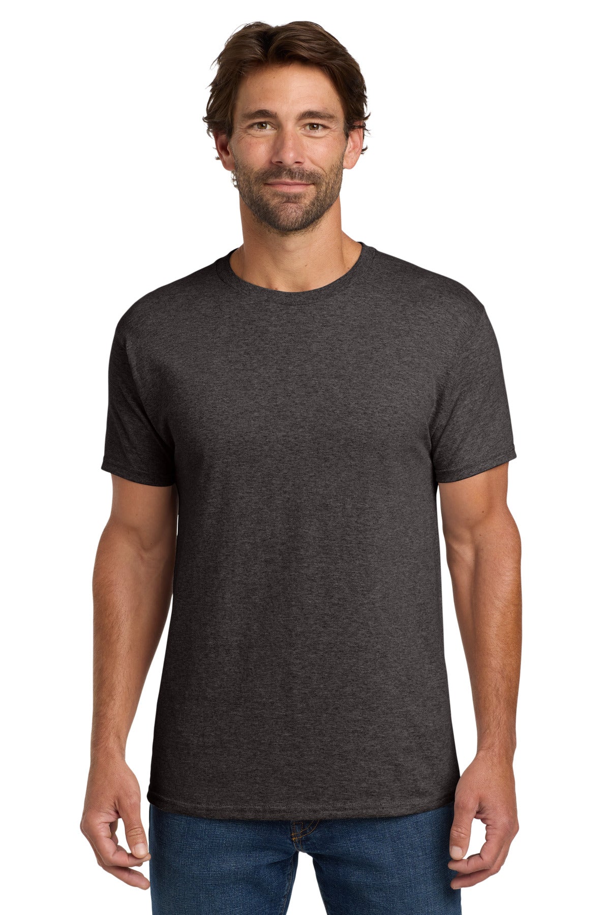 5.2-ounce 100% US-grown cotton99/1 cotton/poly (Ash)90/10 co - Charcoal Heather