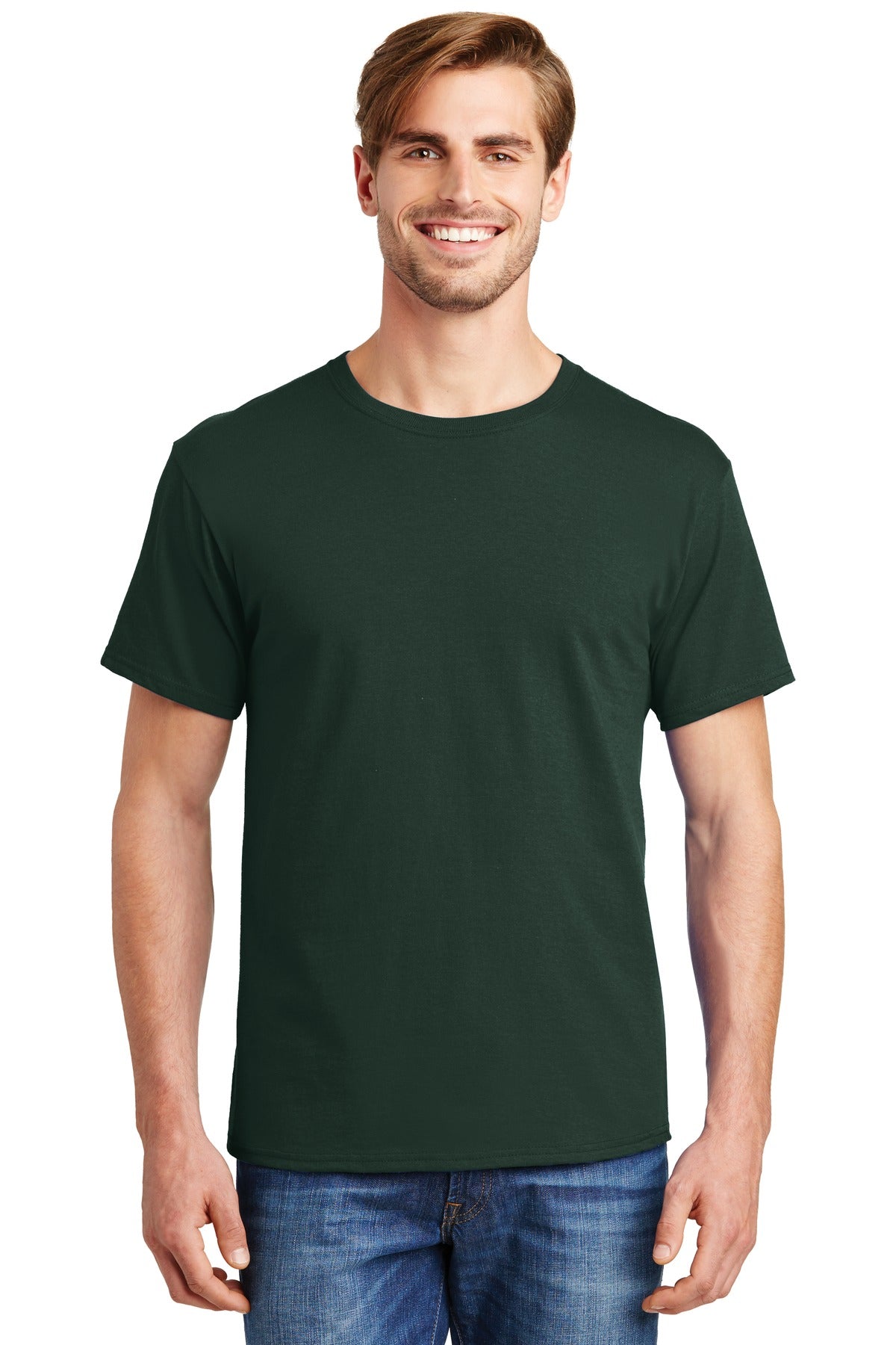 5.2-ounce 100% US-grown cotton99/1 cotton/poly (Ash)90/10 co - Deep Forest