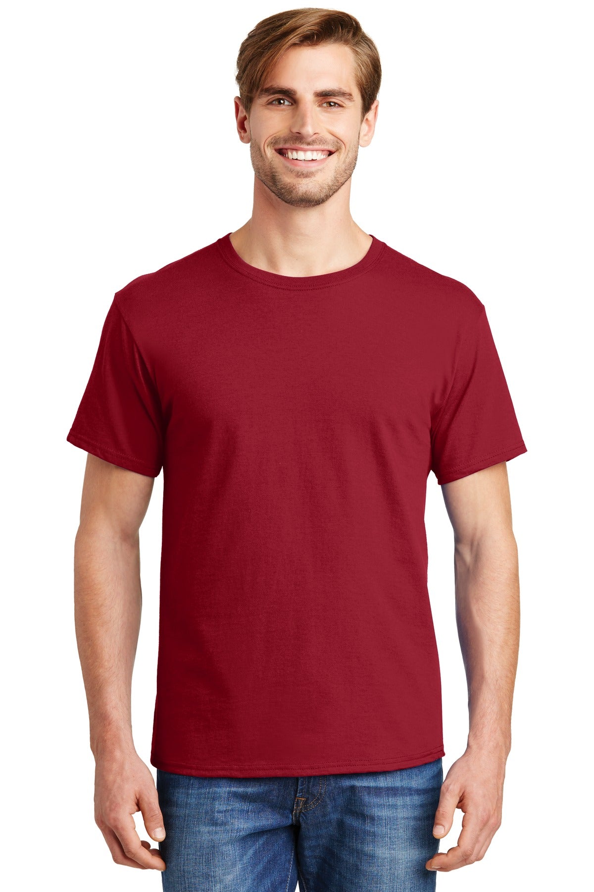 5.2-ounce 100% US-grown cotton99/1 cotton/poly (Ash)90/10 co - Deep Red