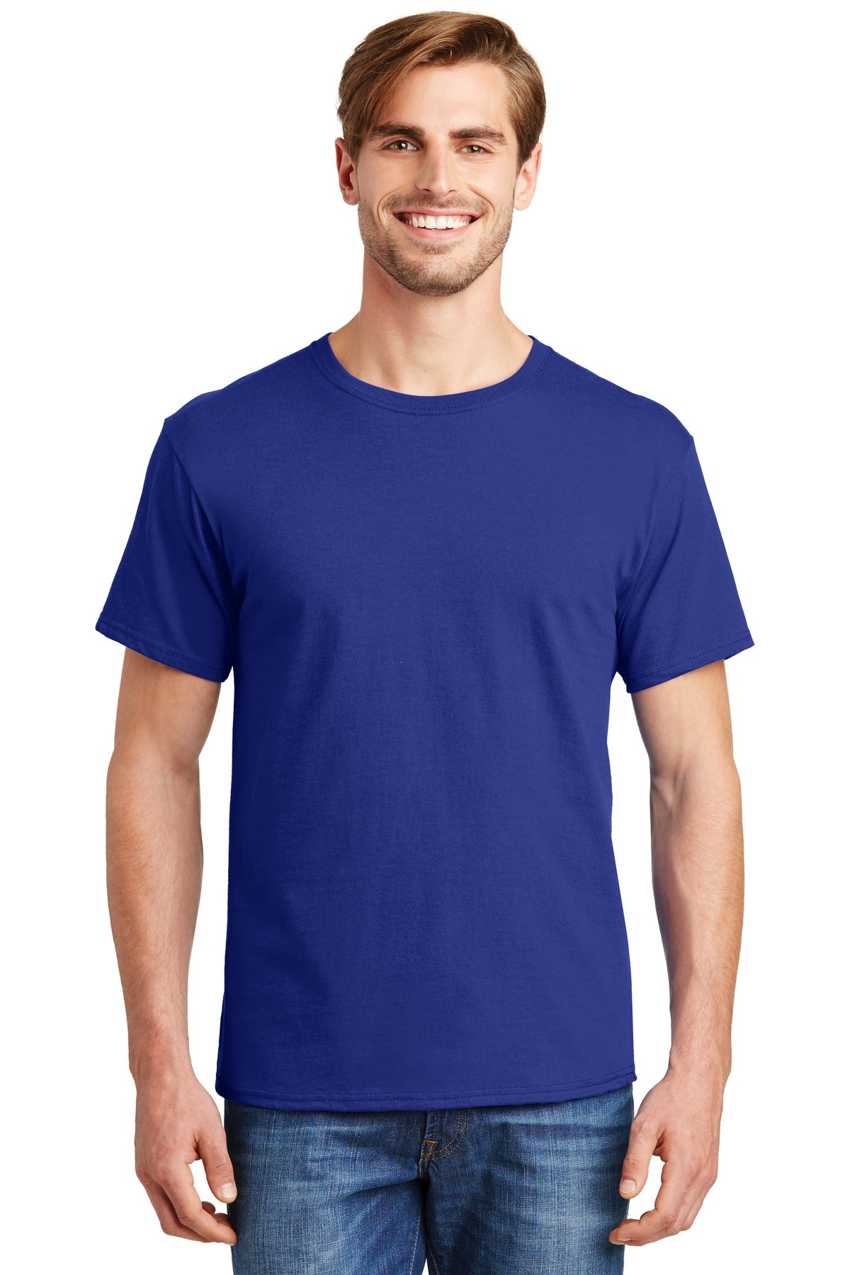 5.2-ounce 100% US-grown cotton99/1 cotton/poly (Ash)90/10 co - Deep Royal