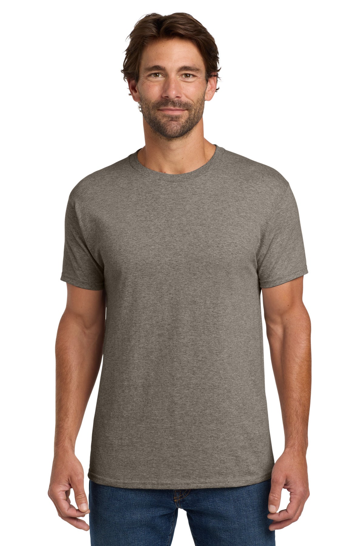 5.2-ounce 100% US-grown cotton99/1 cotton/poly (Ash)90/10 co - Oxford Gray