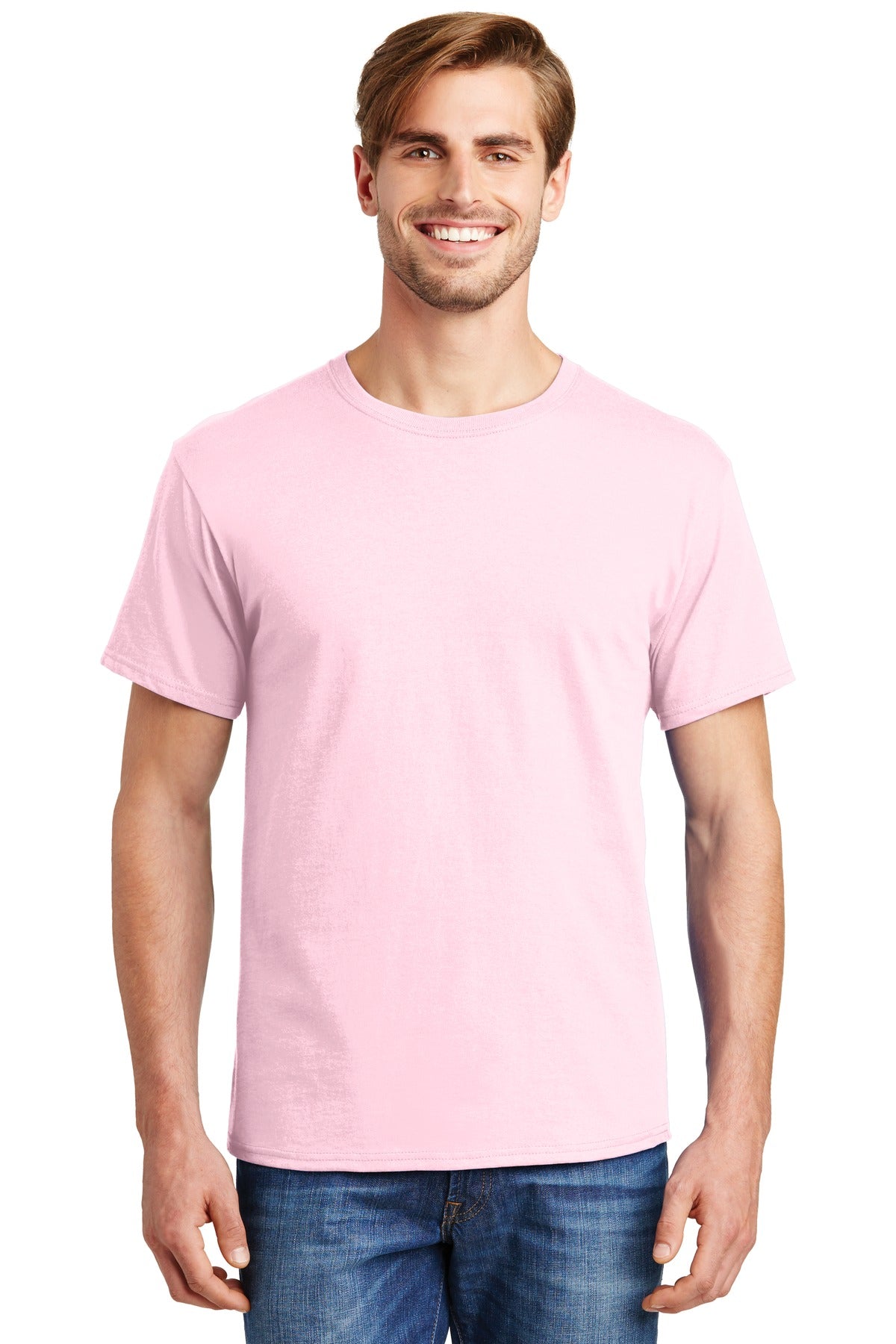 5.2-ounce 100% US-grown cotton99/1 cotton/poly (Ash)90/10 co - Pale Pink