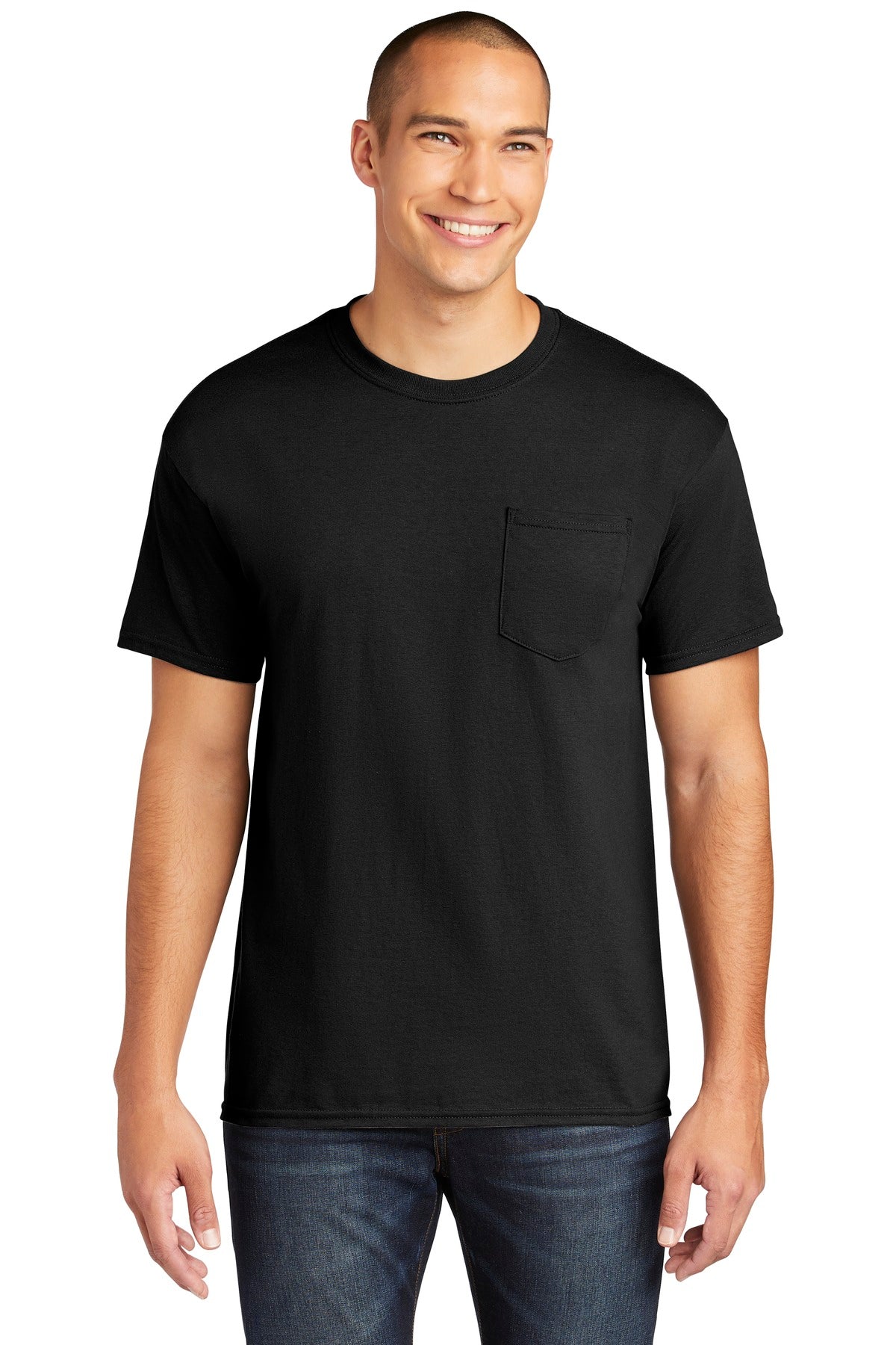 5.3-ounce 100% US cotton 50/50 cotton/poly (Graphite Heather - Black