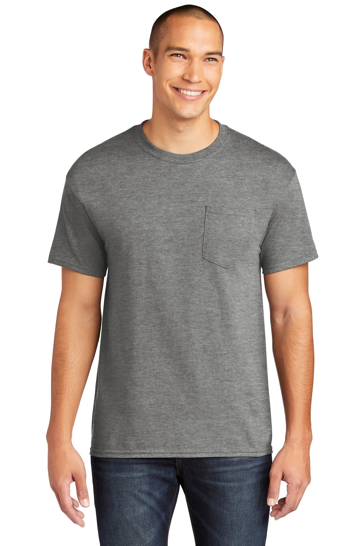 5.3-ounce 100% US cotton 50/50 cotton/poly (Graphite Heather - Graphite Heather
