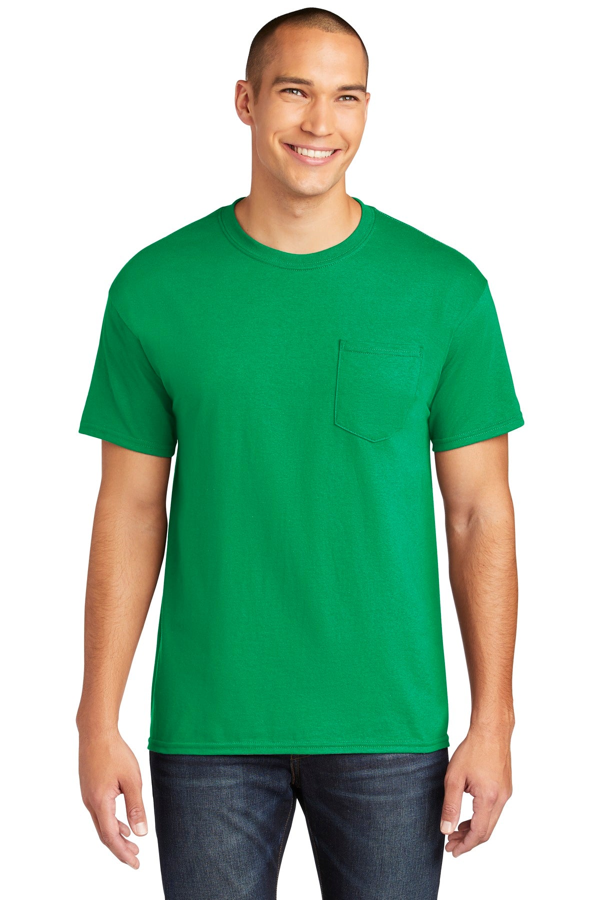 5.3-ounce 100% US cotton 50/50 cotton/poly (Graphite Heather - Irish Green