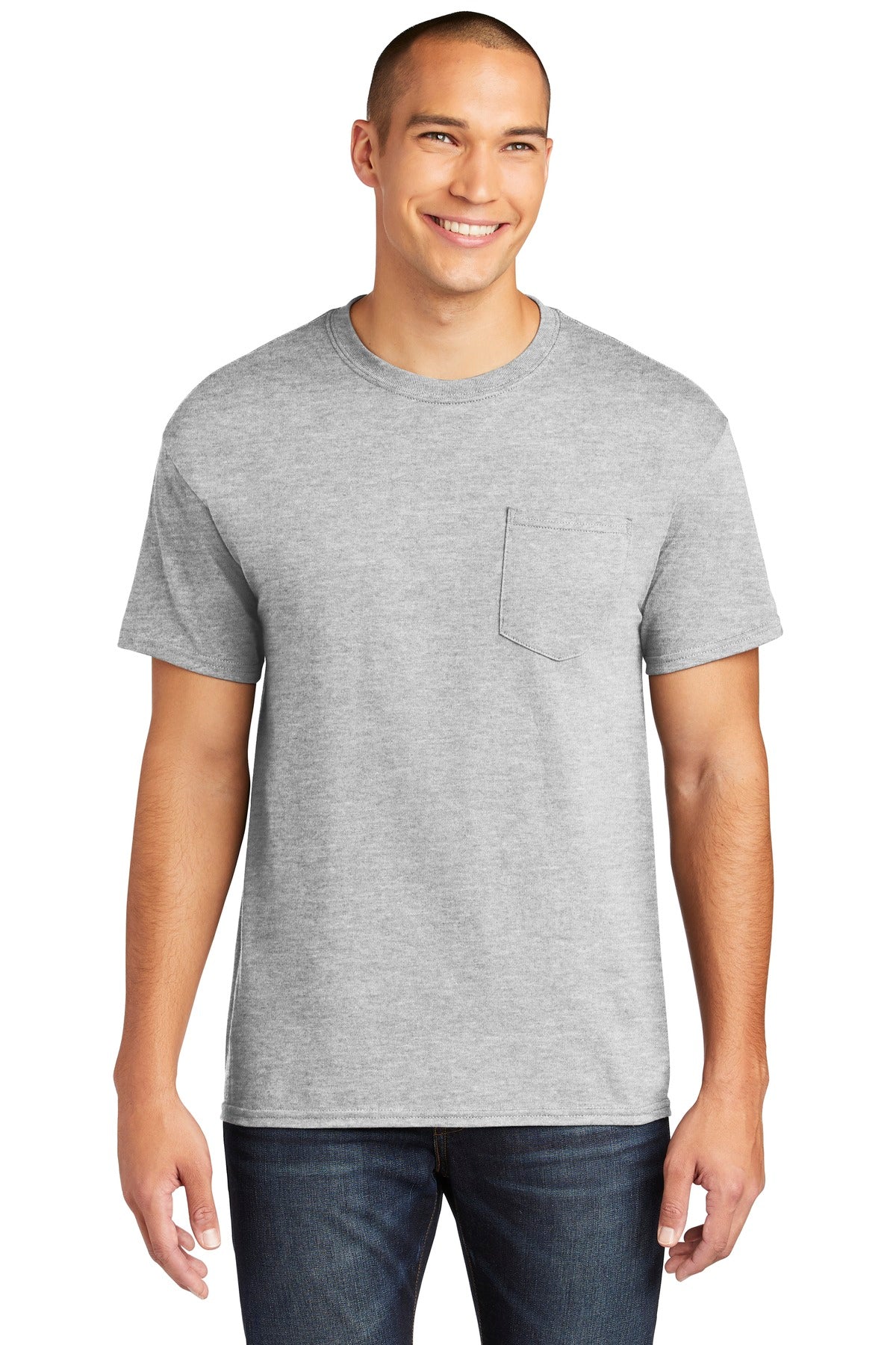 5.3-ounce 100% US cotton 50/50 cotton/poly (Graphite Heather - Sport Grey