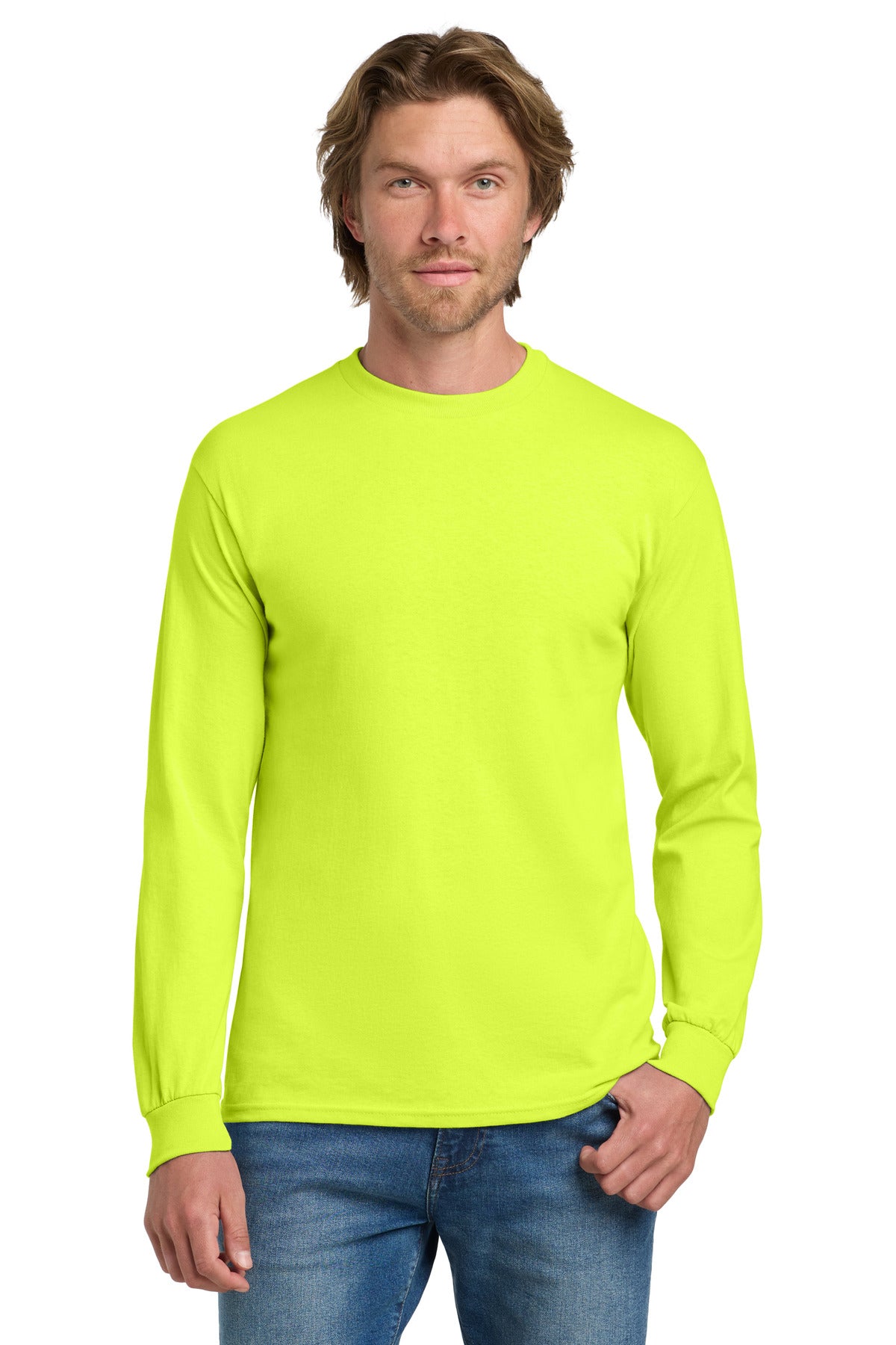 5.3-ounce 100% US cotton 99/1 cotton/poly (Ash) 90/10 cotton - Safety Green