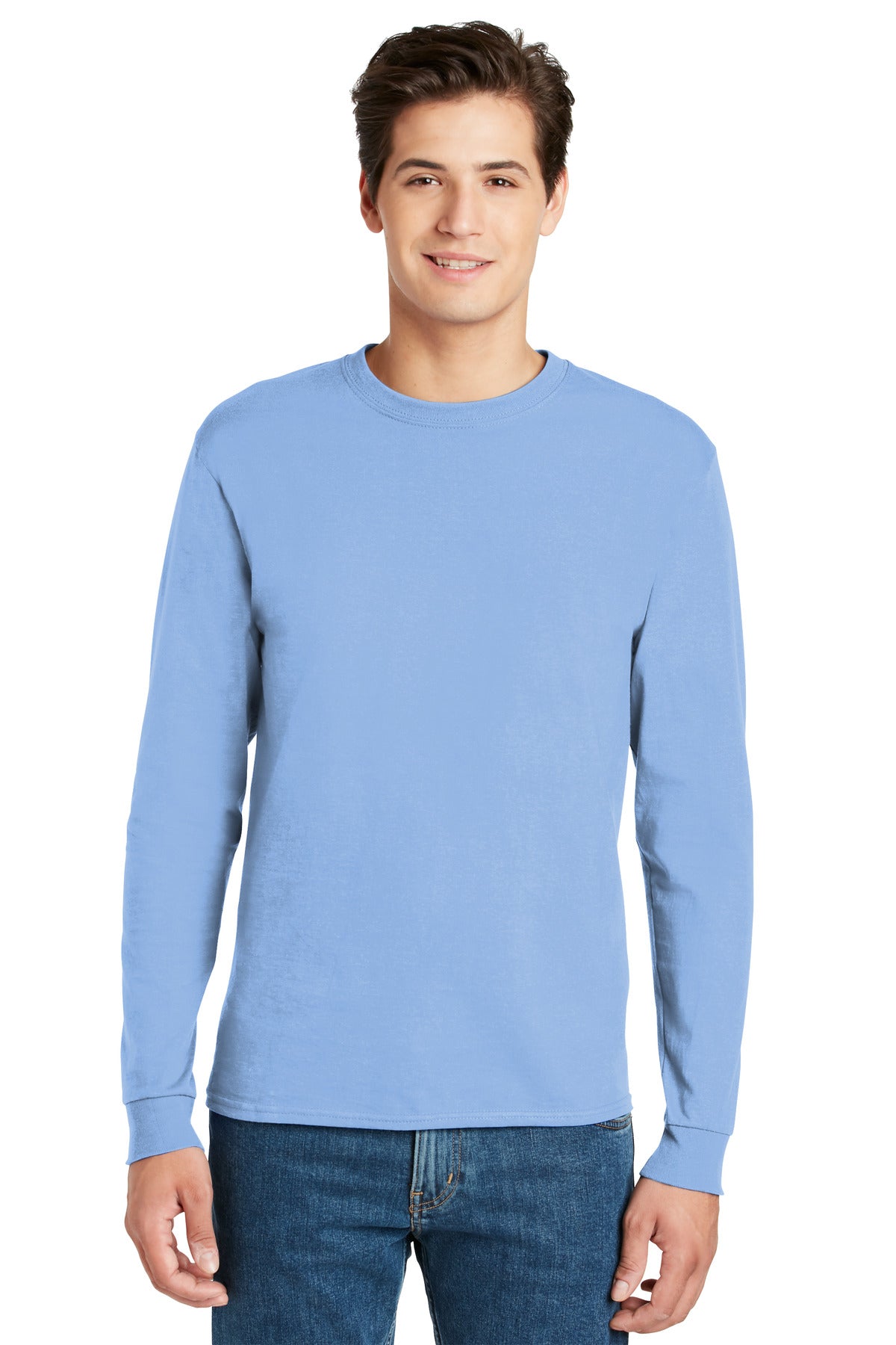 6-ounce 100% ComfortSoft cotton 60/40 cotton/poly (Charcoal  - Light Blue