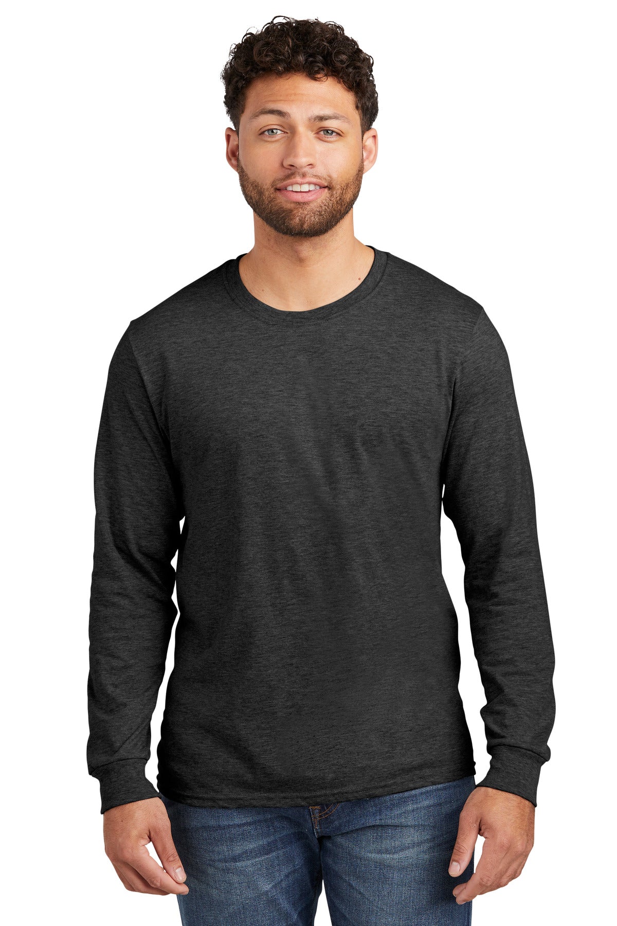 5.2-ounce 50/50 combed ring spun cotton/polyMade with sustai - Black Ink Heather