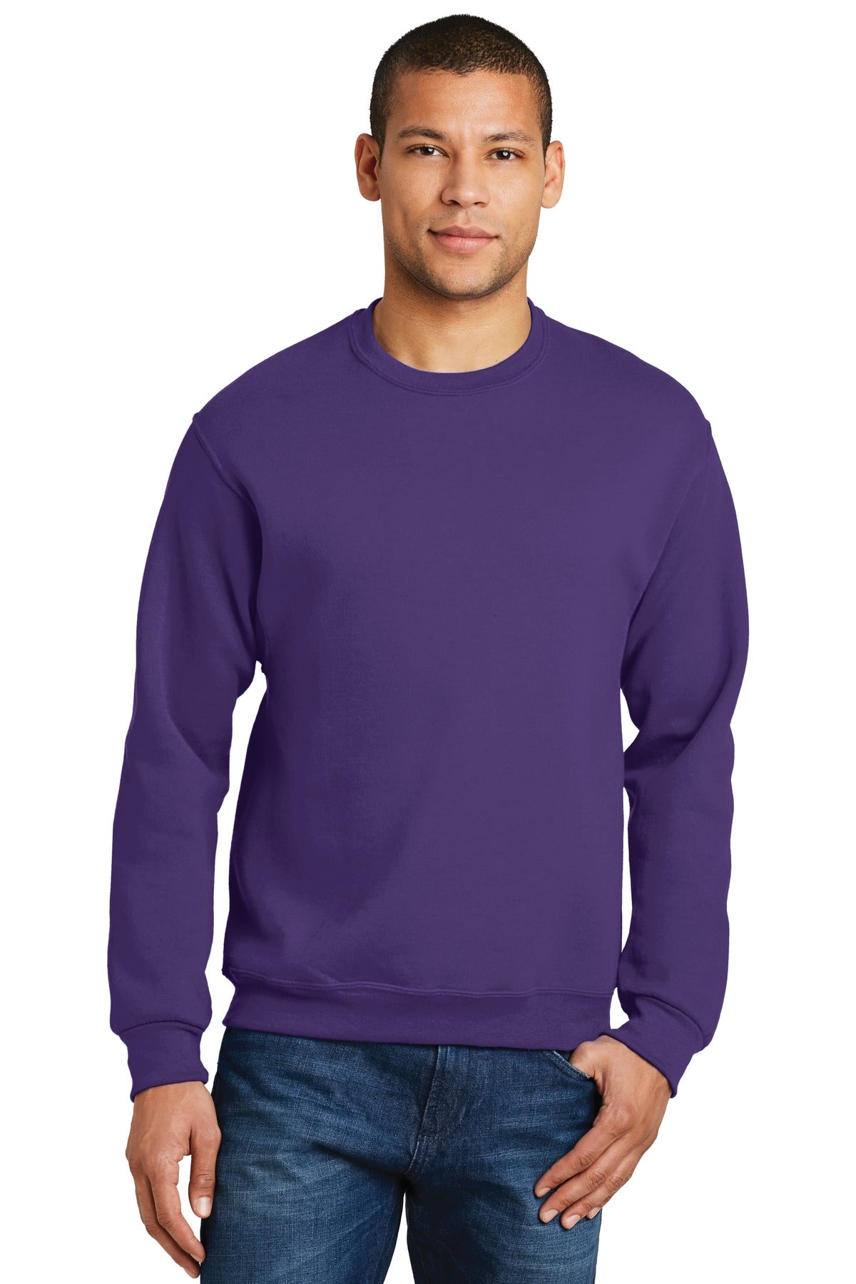 8-ounce 50/50 cotton/poly NuBlend pill-resistant fleeceHigh- - Deep Purple