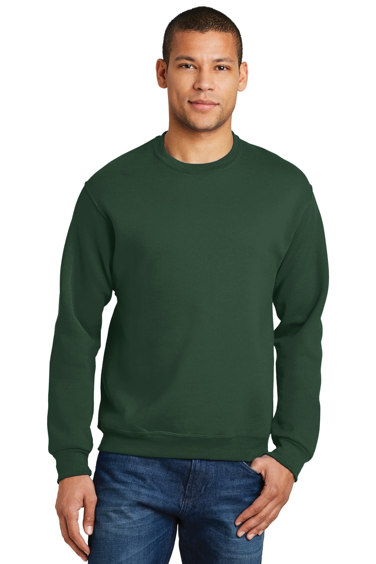 8-ounce 50/50 cotton/poly NuBlend pill-resistant fleeceHigh- - Forest Green