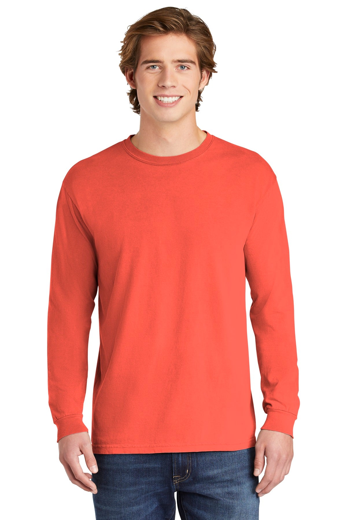 6.1-ounce 100% US ring spun cotton Soft-washed garment-dyed  - Bright Salmon