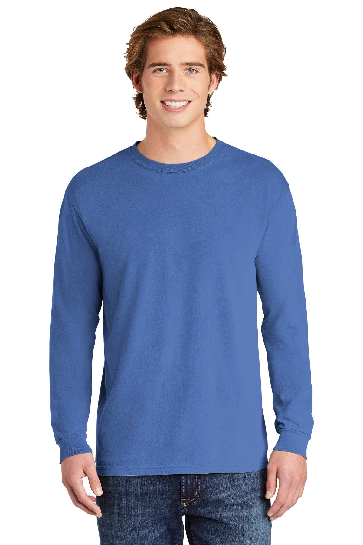 6.1-ounce 100% US ring spun cotton Soft-washed garment-dyed  - Flo Blue