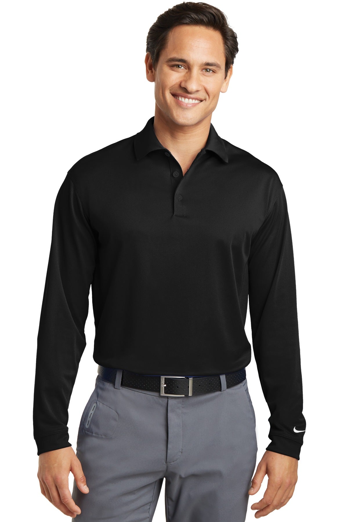 Long sleeves elevate this polo to another level of sophistic - Black