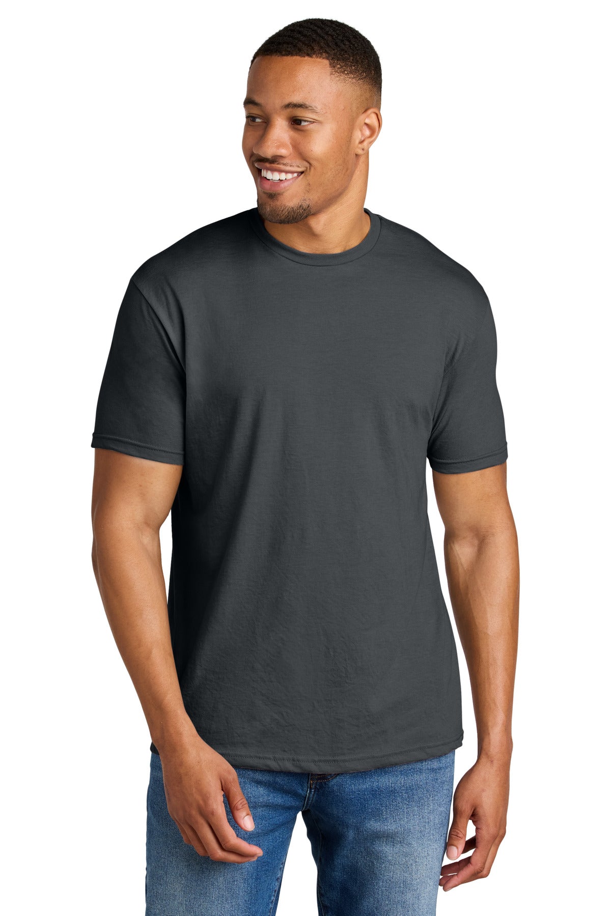 4.6-ounce 60/40 ring spun cotton/polyester Recycled high-per - Dark Heather